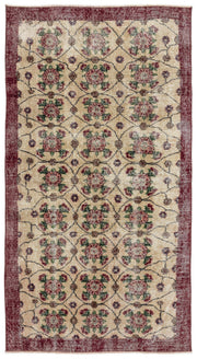 Atina Beige Vintage Wool Handmade Area Rug 3'6" x 6'7"