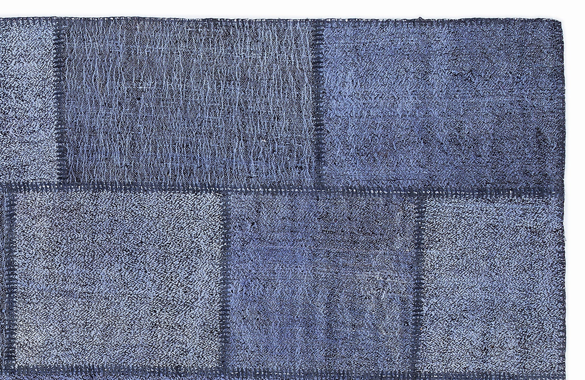 Teselya 1239 Blue Patchwork Wool Handmade Area Rug 5'3" x 7'7"