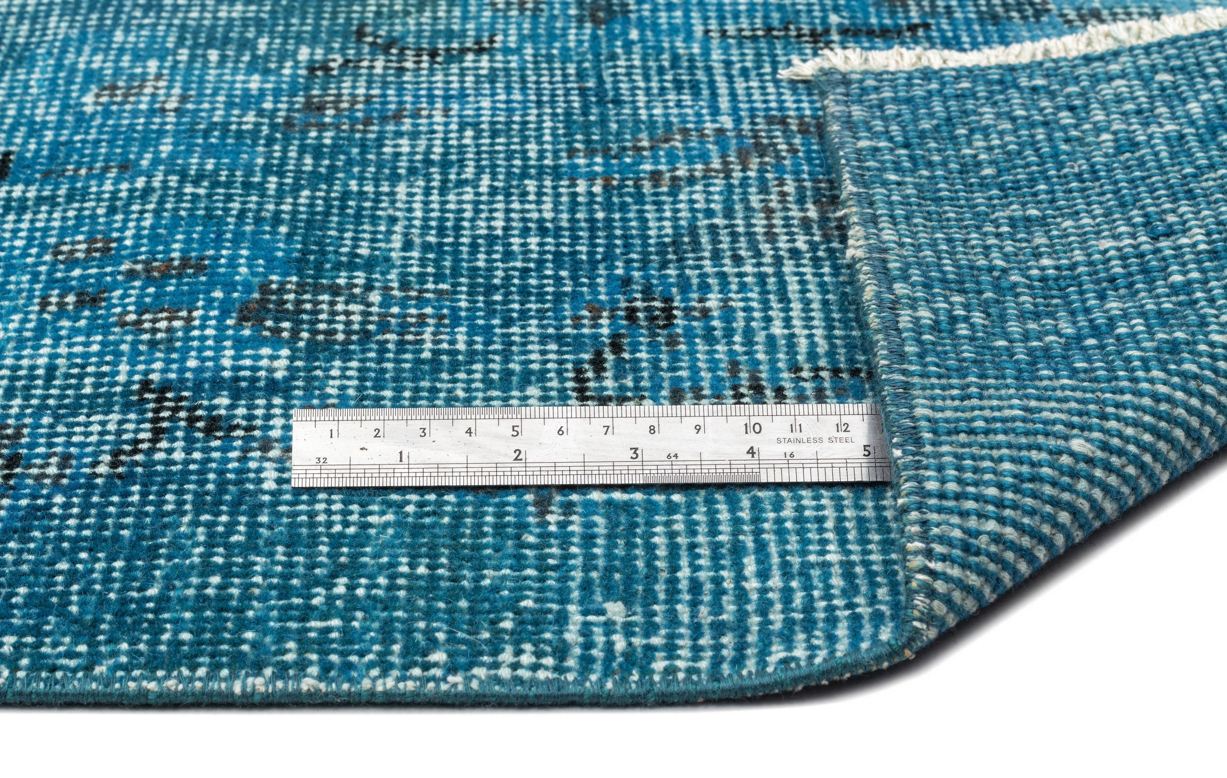 Atina Turquoise Vintage Wool Handmade Area Rug 4'11" x 8'8"