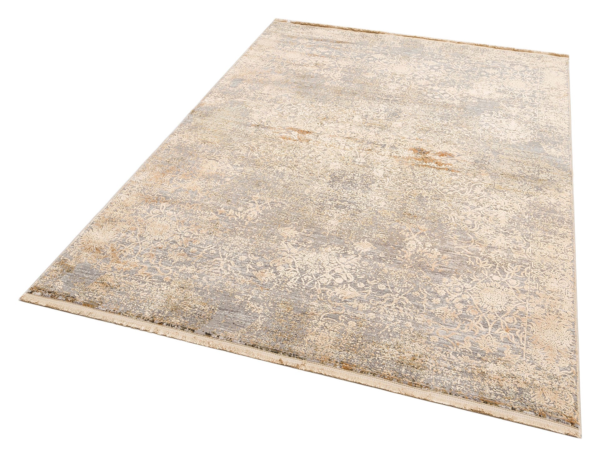 Vintage Area Rug – Gold Machine Made Rug | Modern Living Room Carpet, Soft Texture