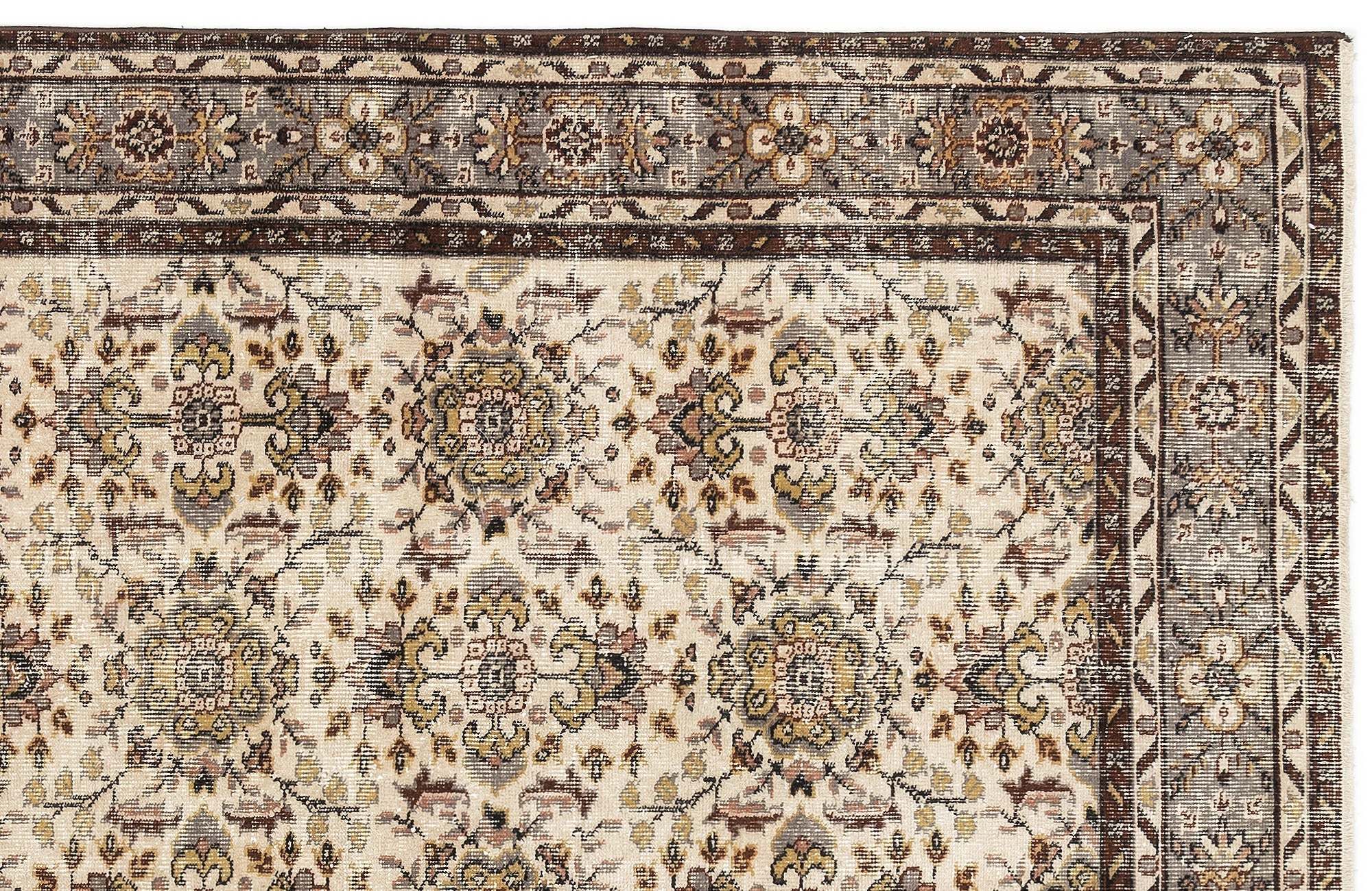 Atina Beige Vintage Wool Handmade Area Rug 4'8" x 8'6"