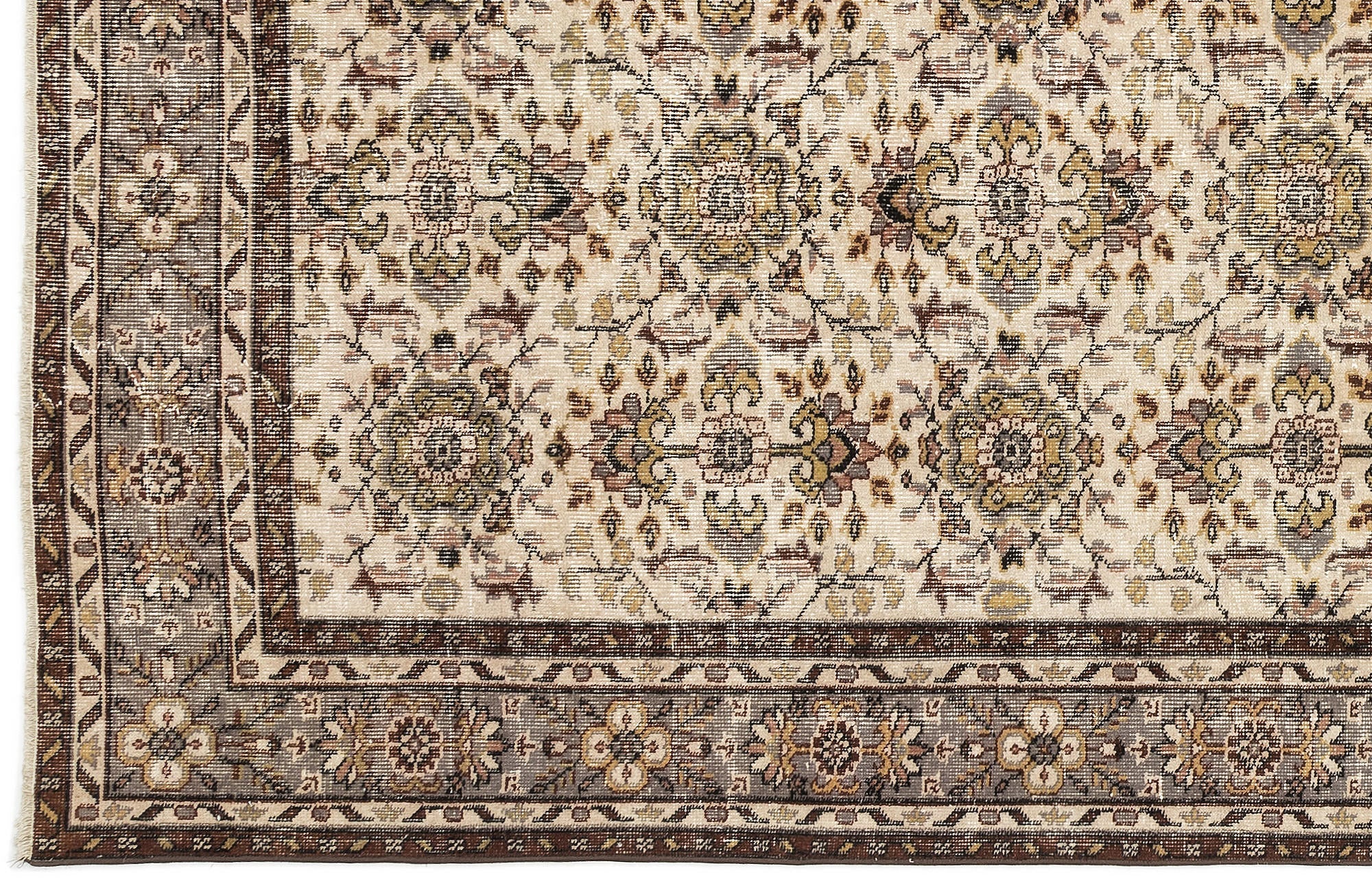 Atina Beige Vintage Wool Handmade Area Rug 4'8" x 8'6"
