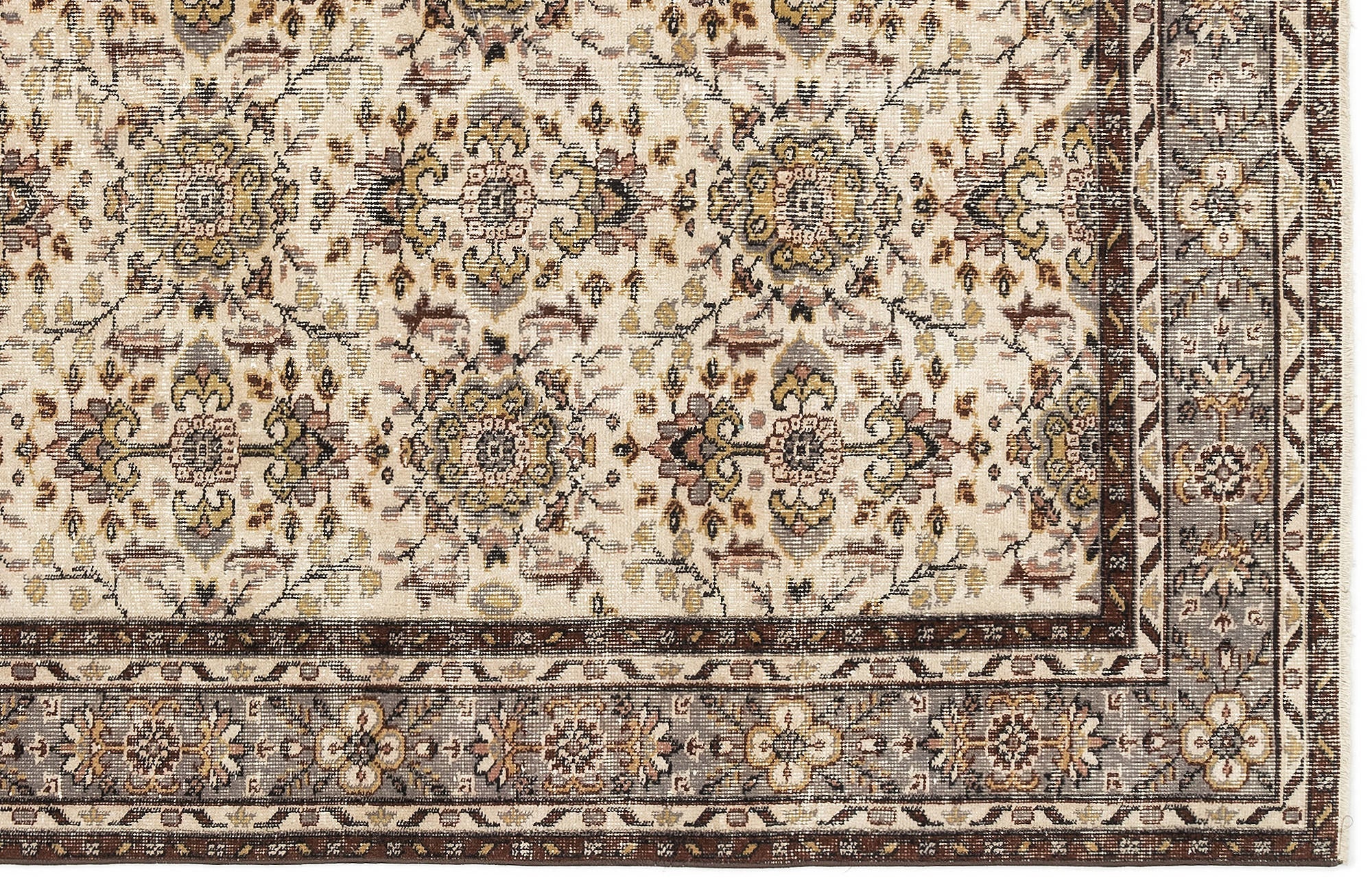 Atina Beige Vintage Wool Handmade Area Rug 4'8" x 8'6"