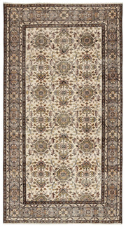 Atina Beige Vintage Wool Handmade Area Rug 4'8" x 8'6"