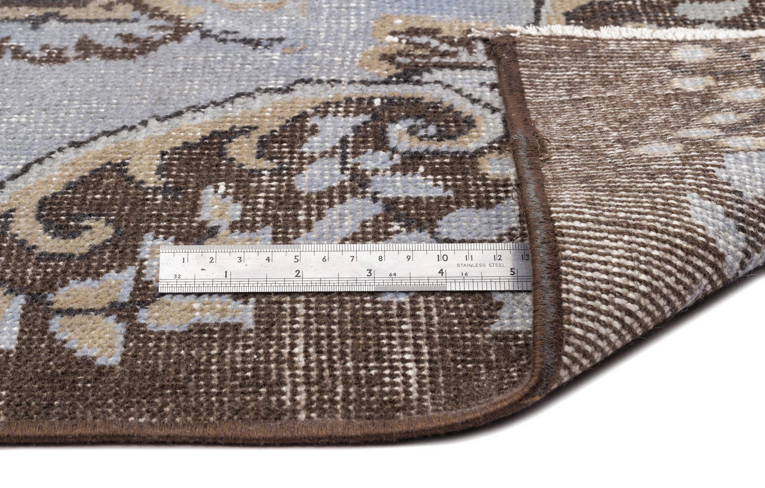 Atina Blue Vintage Wool Handmade Area Rug 5'6" x 9'7"