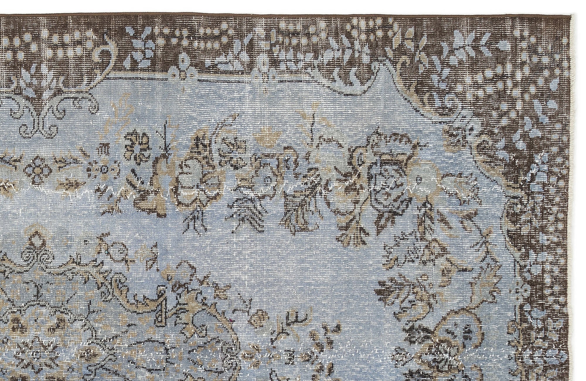 Atina Blue Vintage Wool Handmade Area Rug 5'6" x 9'7"