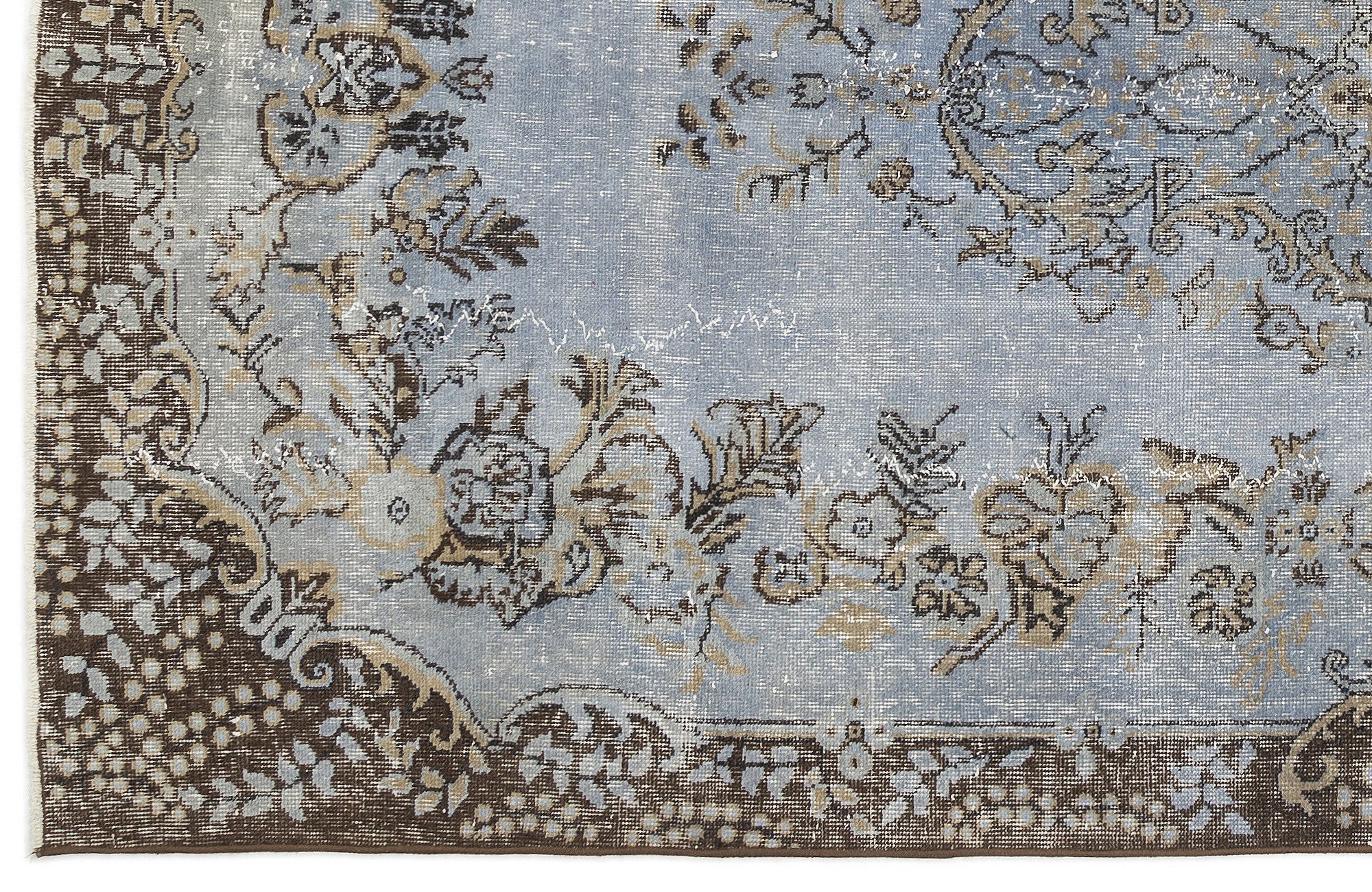 Atina Blue Vintage Wool Handmade Area Rug 5'6" x 9'7"