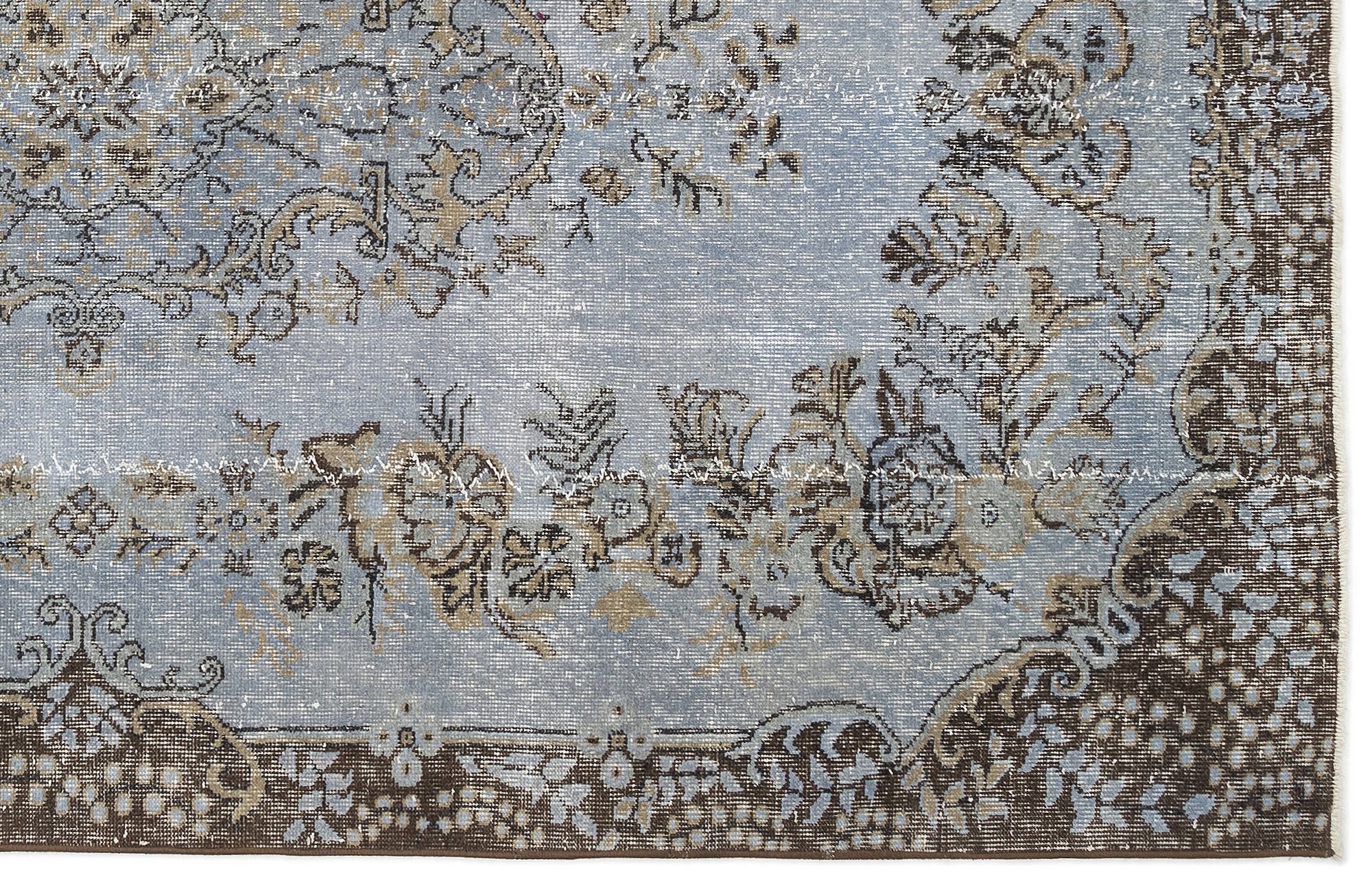 Atina Blue Vintage Wool Handmade Area Rug 5'6" x 9'7"