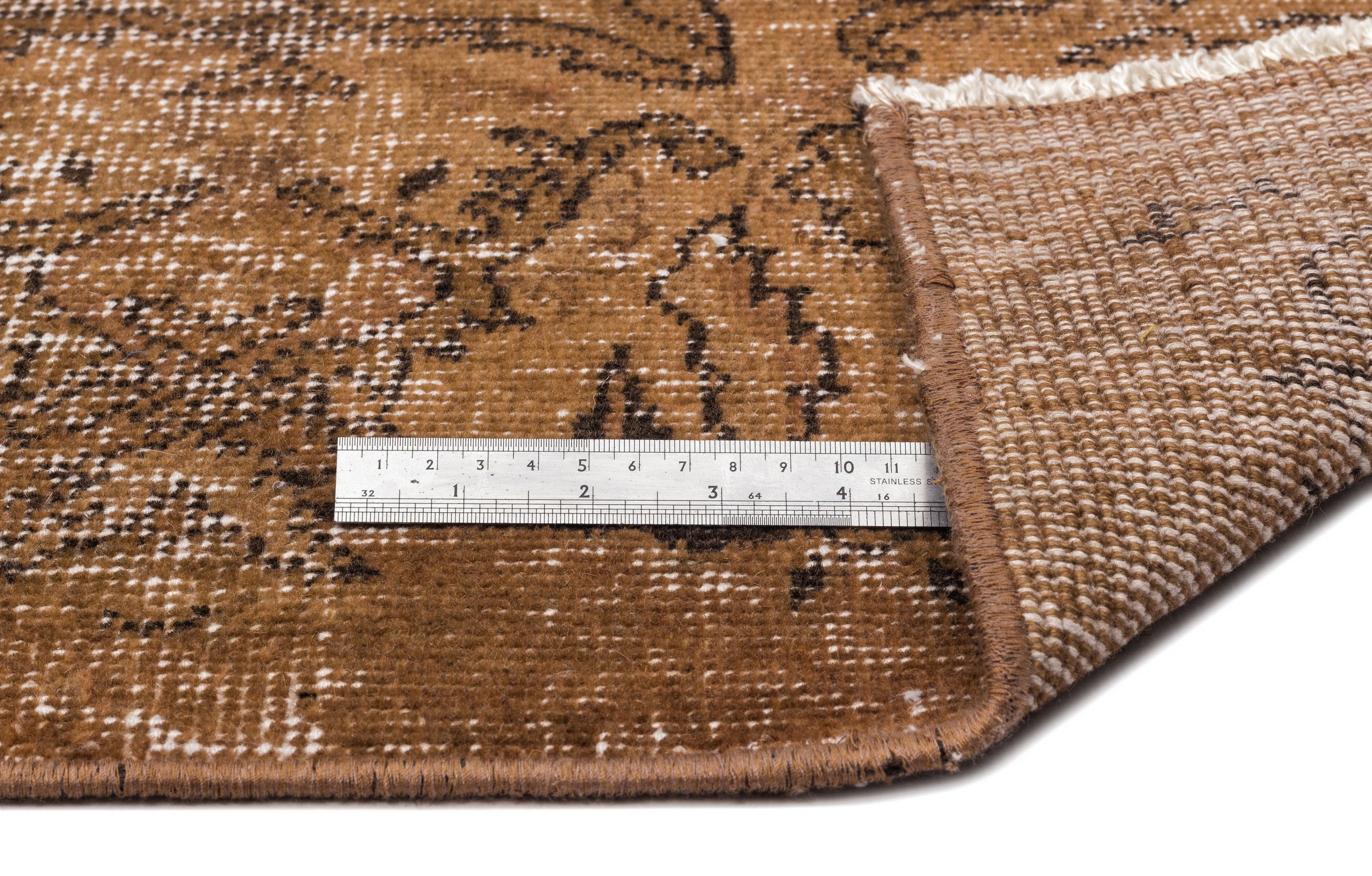Atina Brown Vintage Wool Handmade Area Rug 5'11" x 9'11"