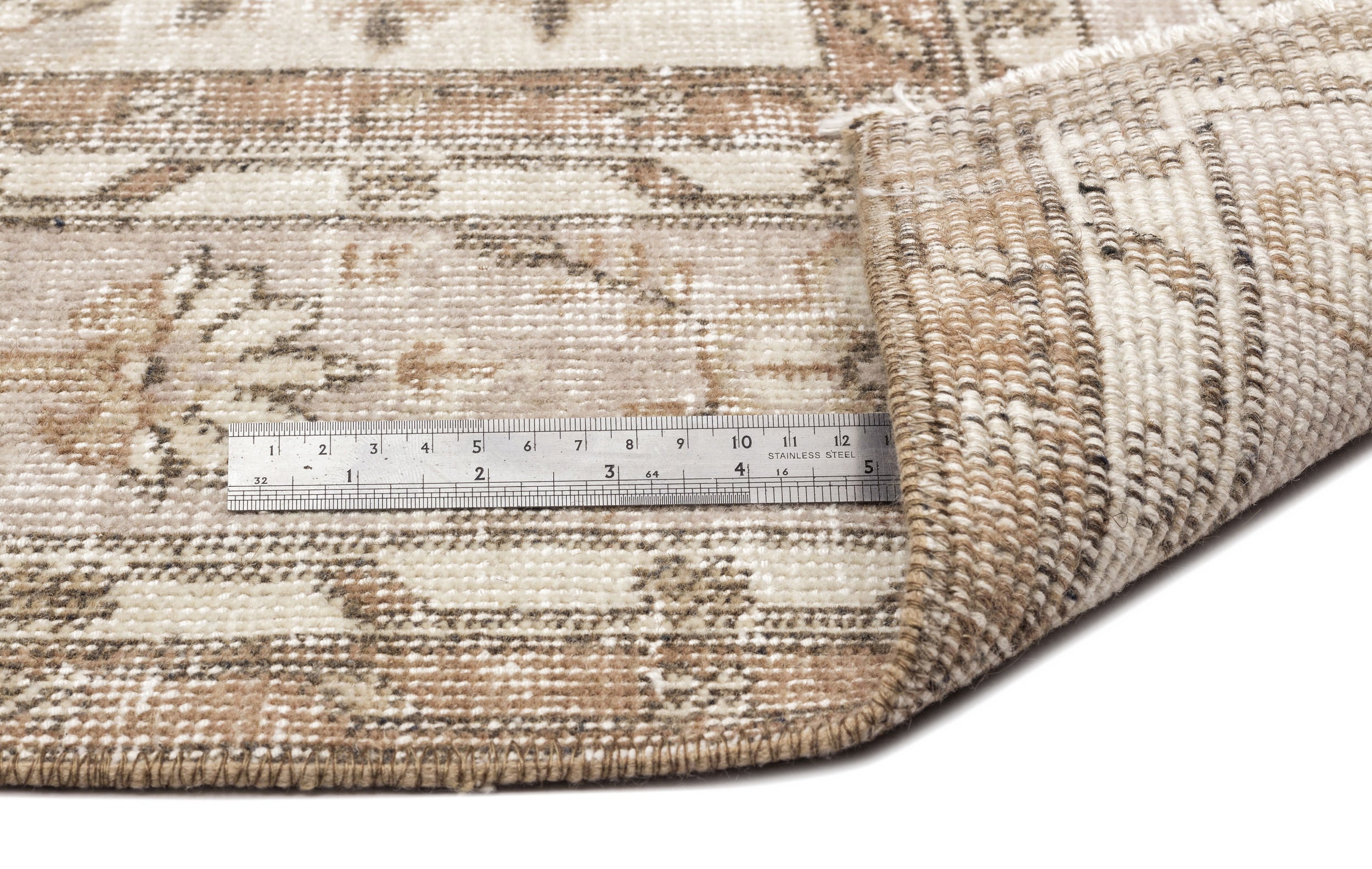 Atina Beige Vintage Wool Handmade Area Rug 6'4" x 10'2"