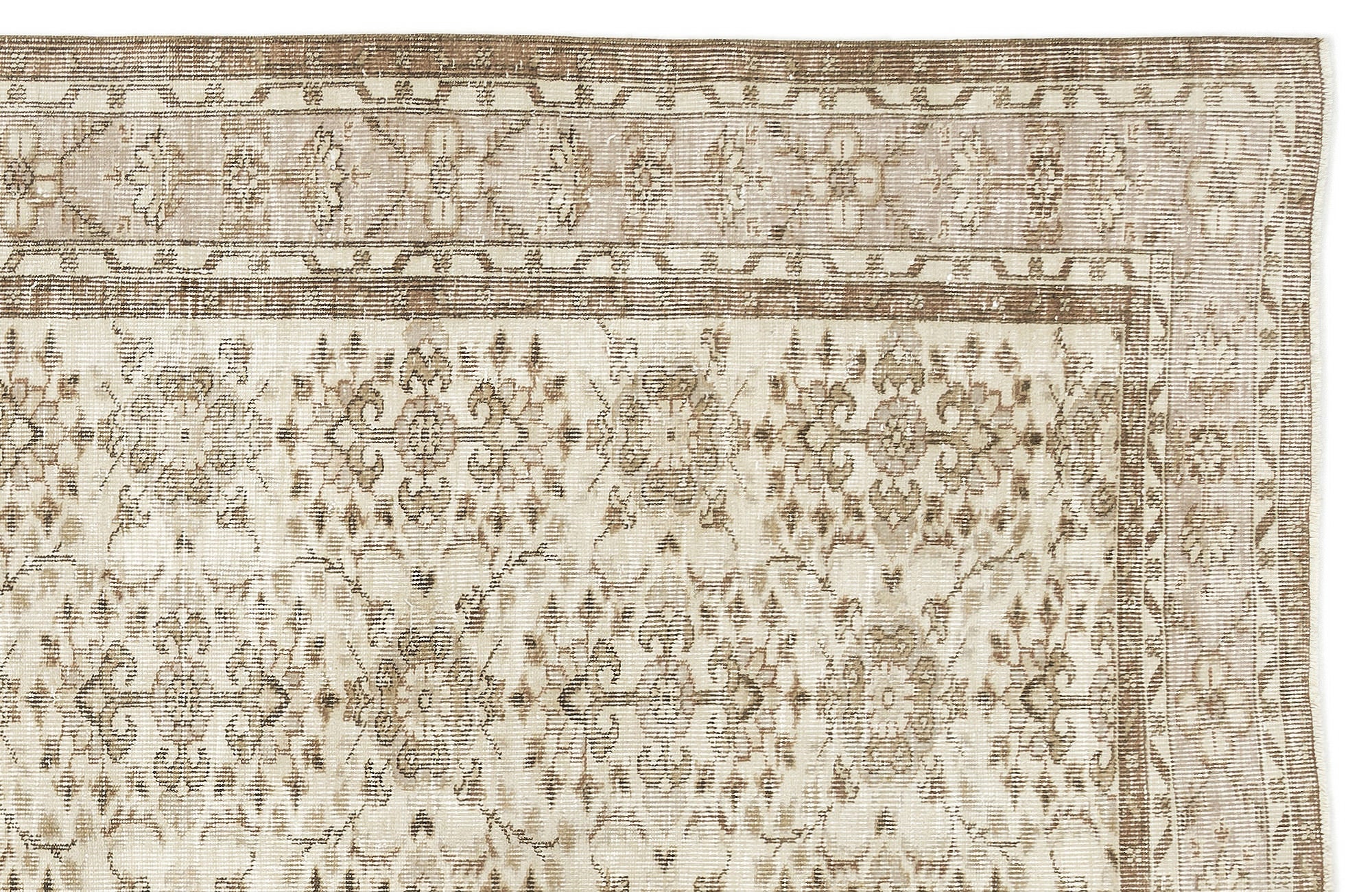 Atina Beige Vintage Wool Handmade Area Rug 6'4" x 10'2"