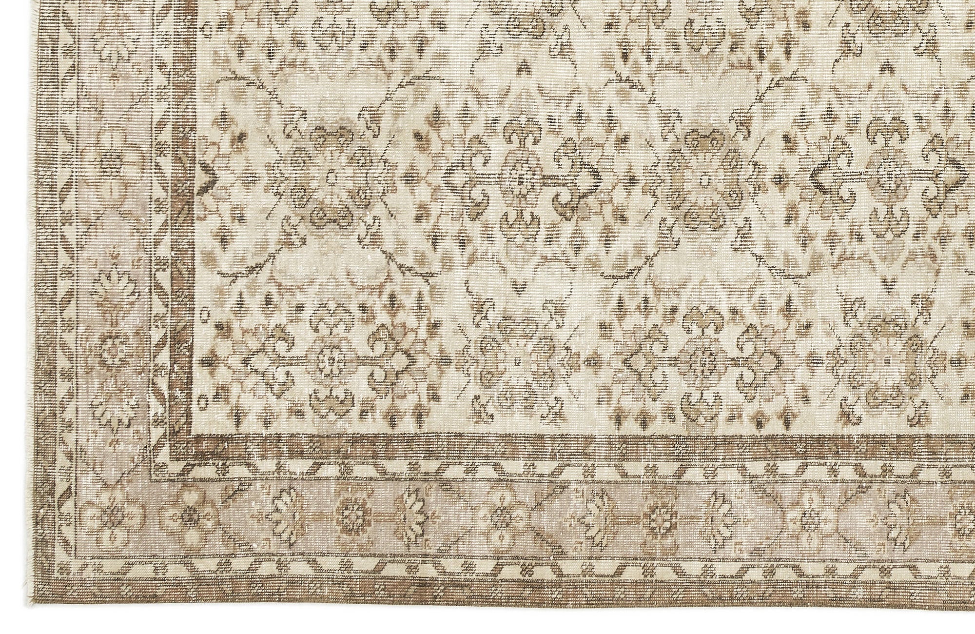 Atina Beige Vintage Wool Handmade Area Rug 6'4" x 10'2"
