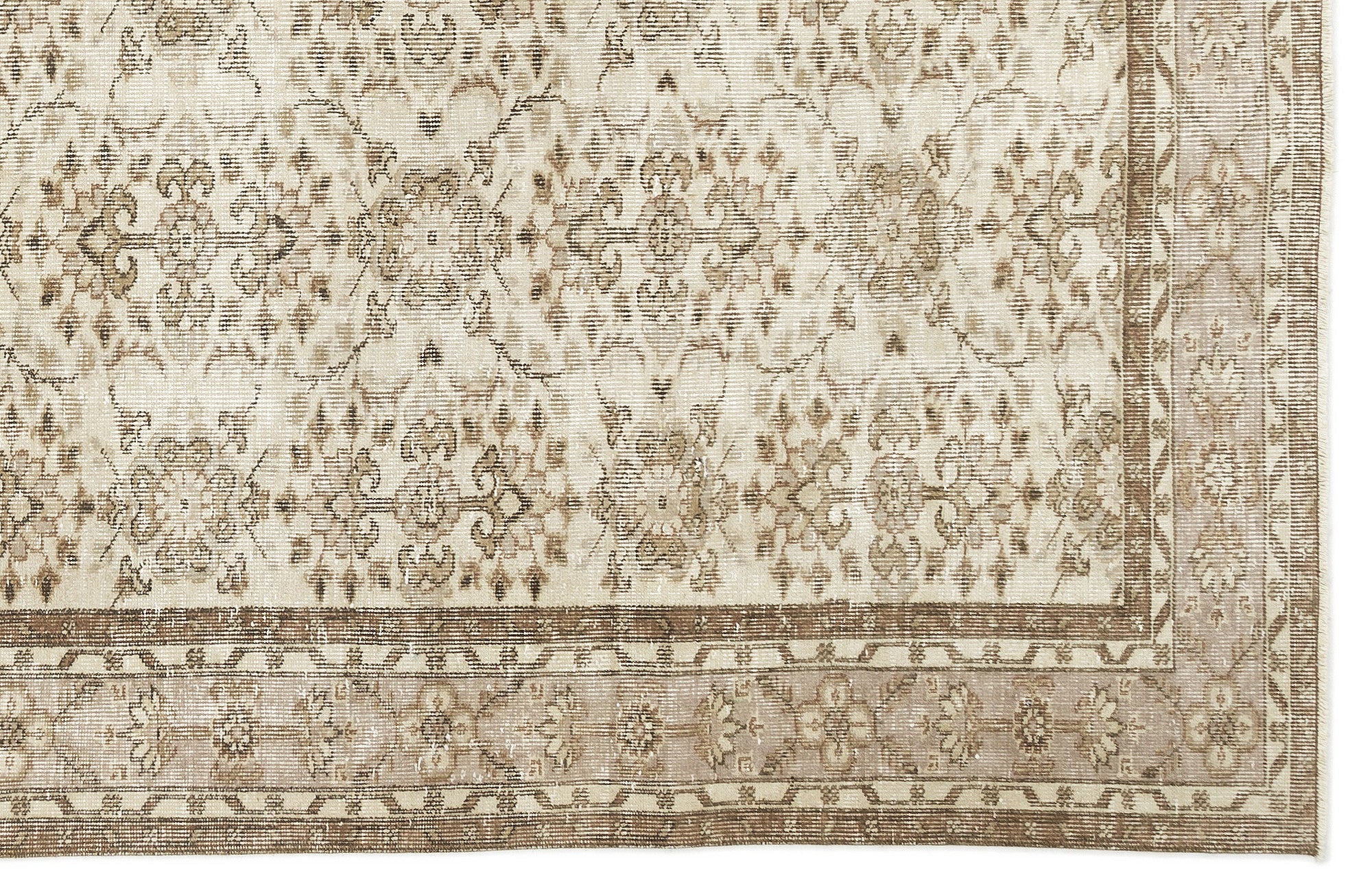 Atina Beige Vintage Wool Handmade Area Rug 6'4" x 10'2"