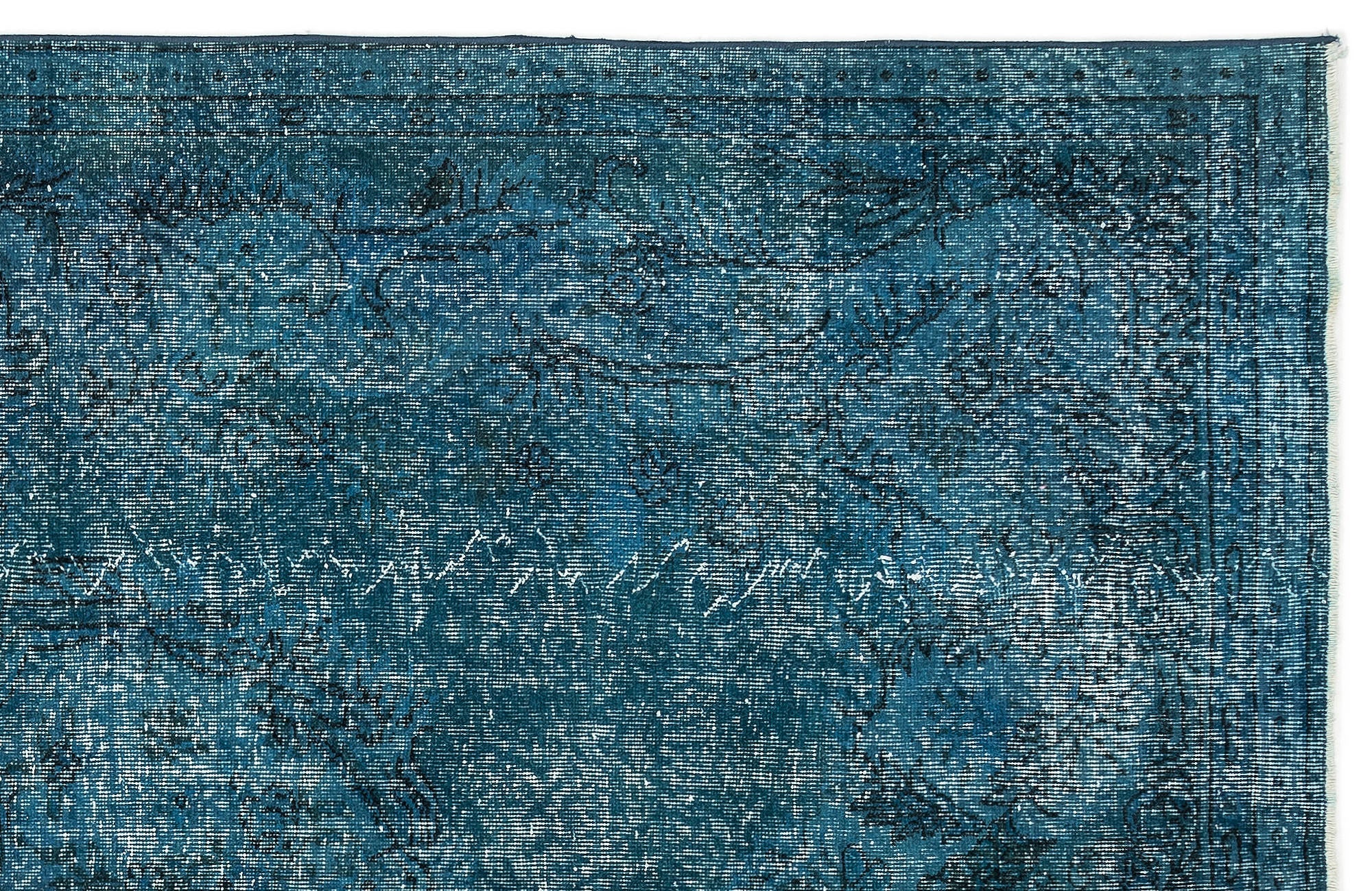 Atina Turquoise Vintage Wool Handmade Area Rug 6'2" x 9'9"