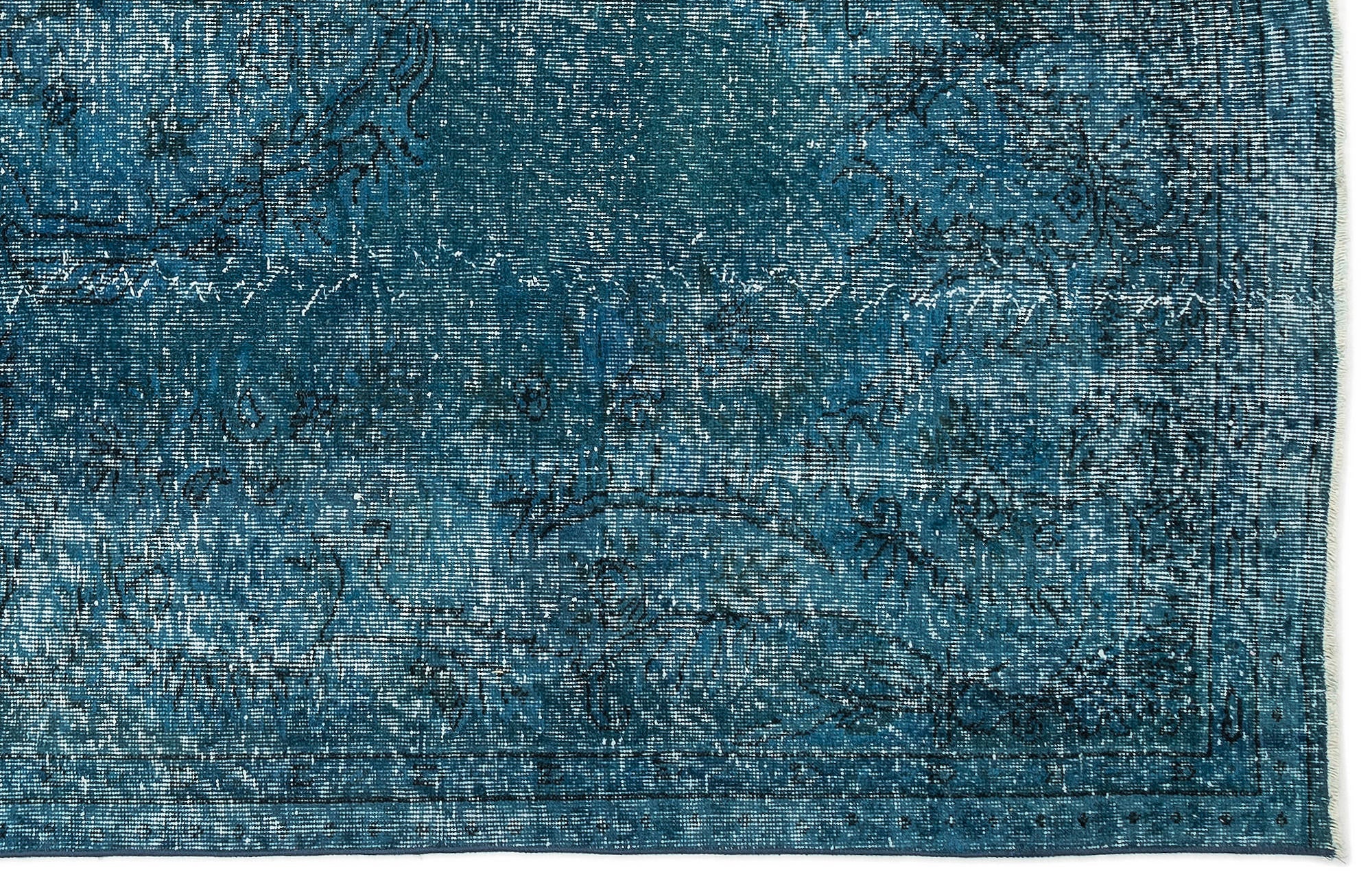 Atina Turquoise Vintage Wool Handmade Area Rug 6'2" x 9'9"