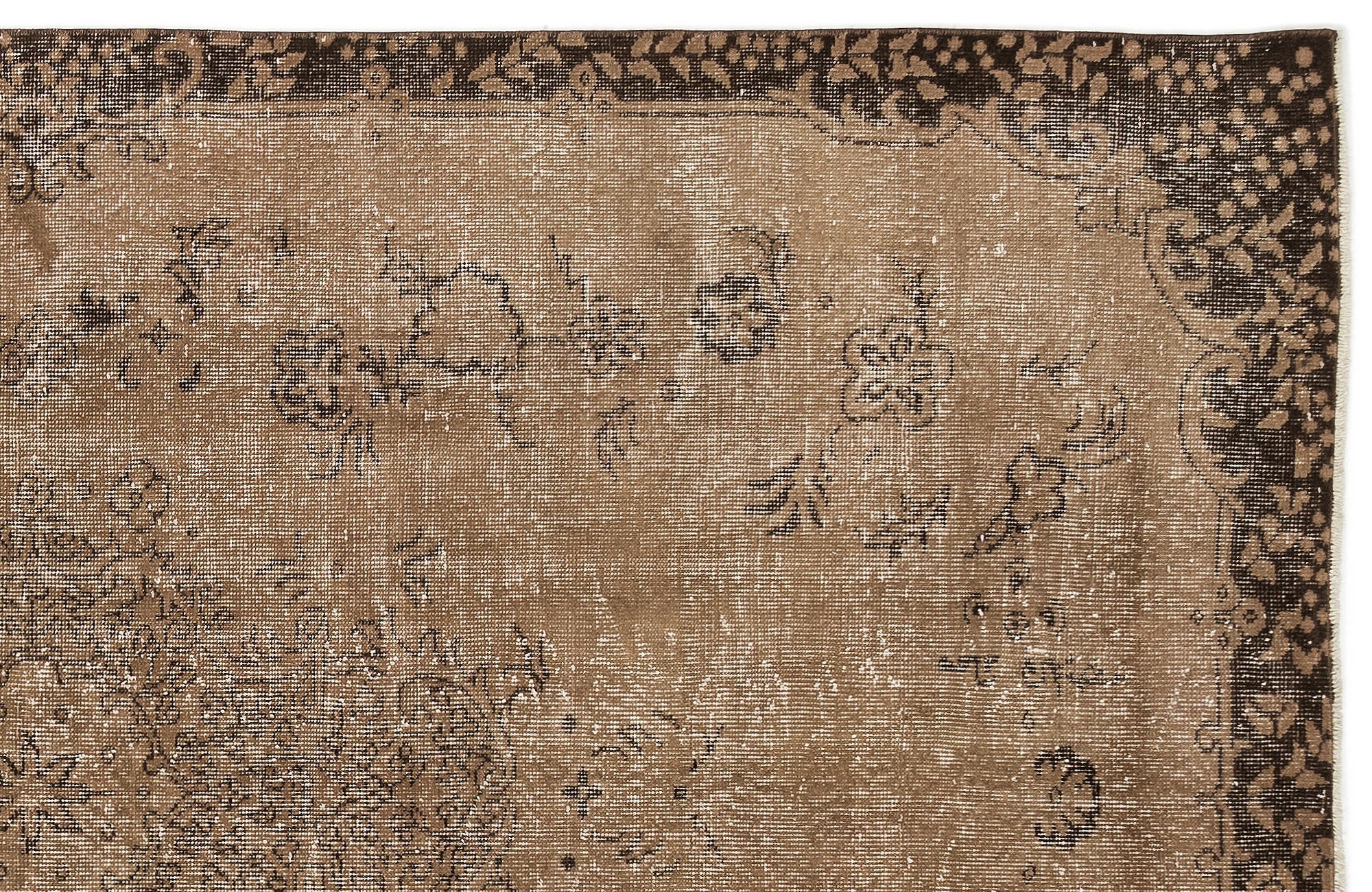 Atina Brown Vintage Wool Handmade Area Rug 5'6" x 9'5"