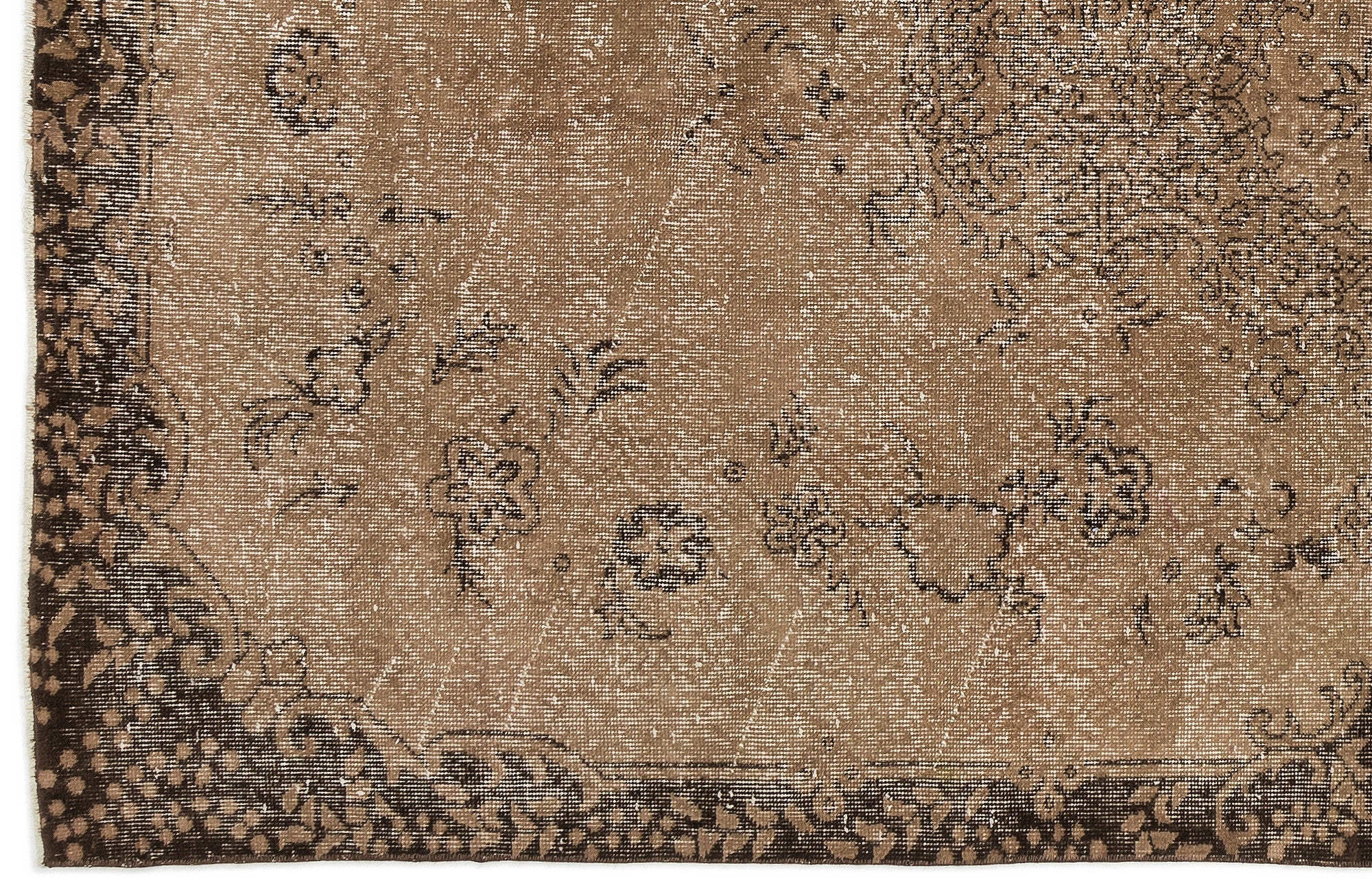 Atina Brown Vintage Wool Handmade Area Rug 5'6" x 9'5"