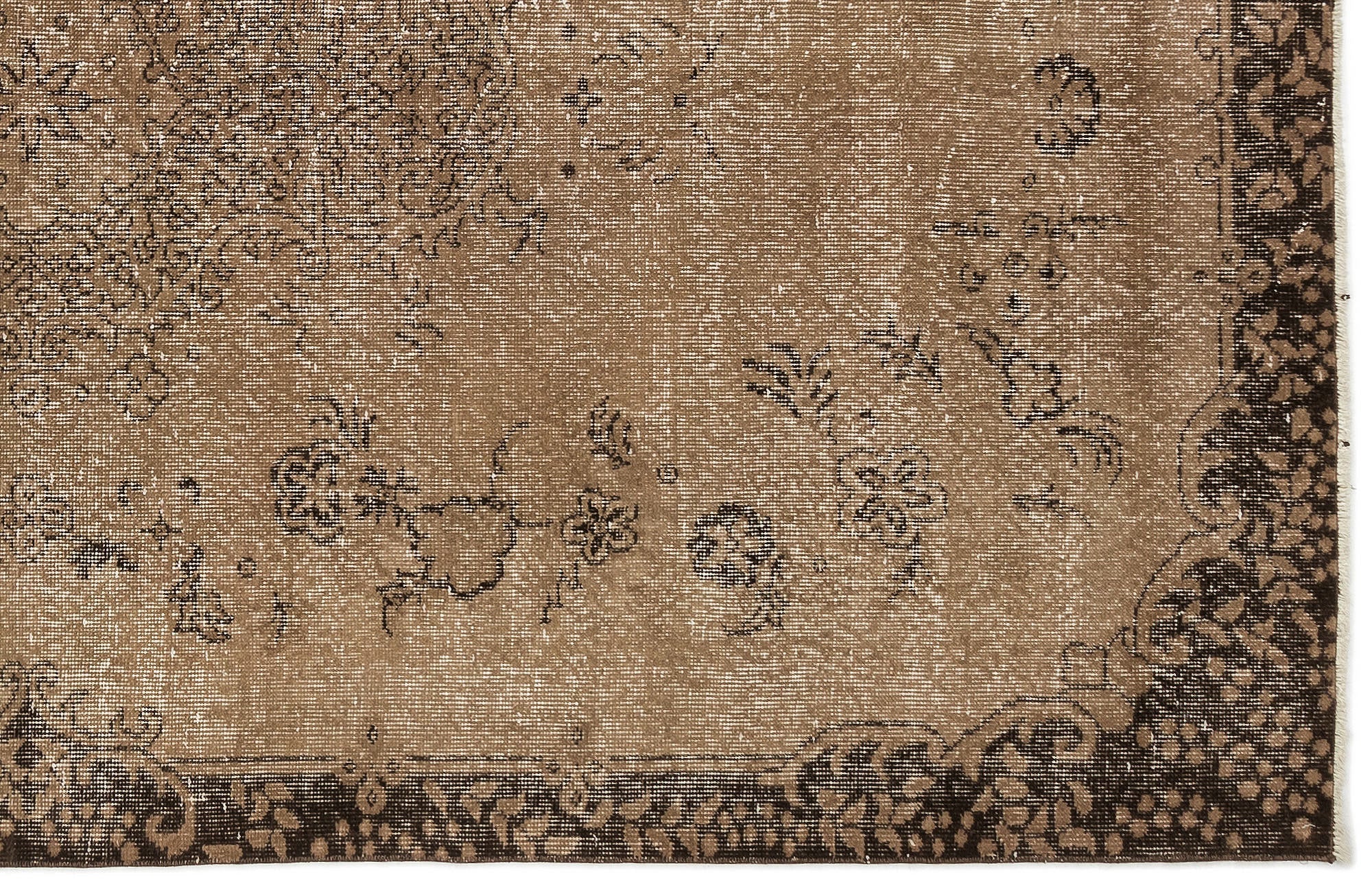 Atina Brown Vintage Wool Handmade Area Rug 5'6" x 9'5"