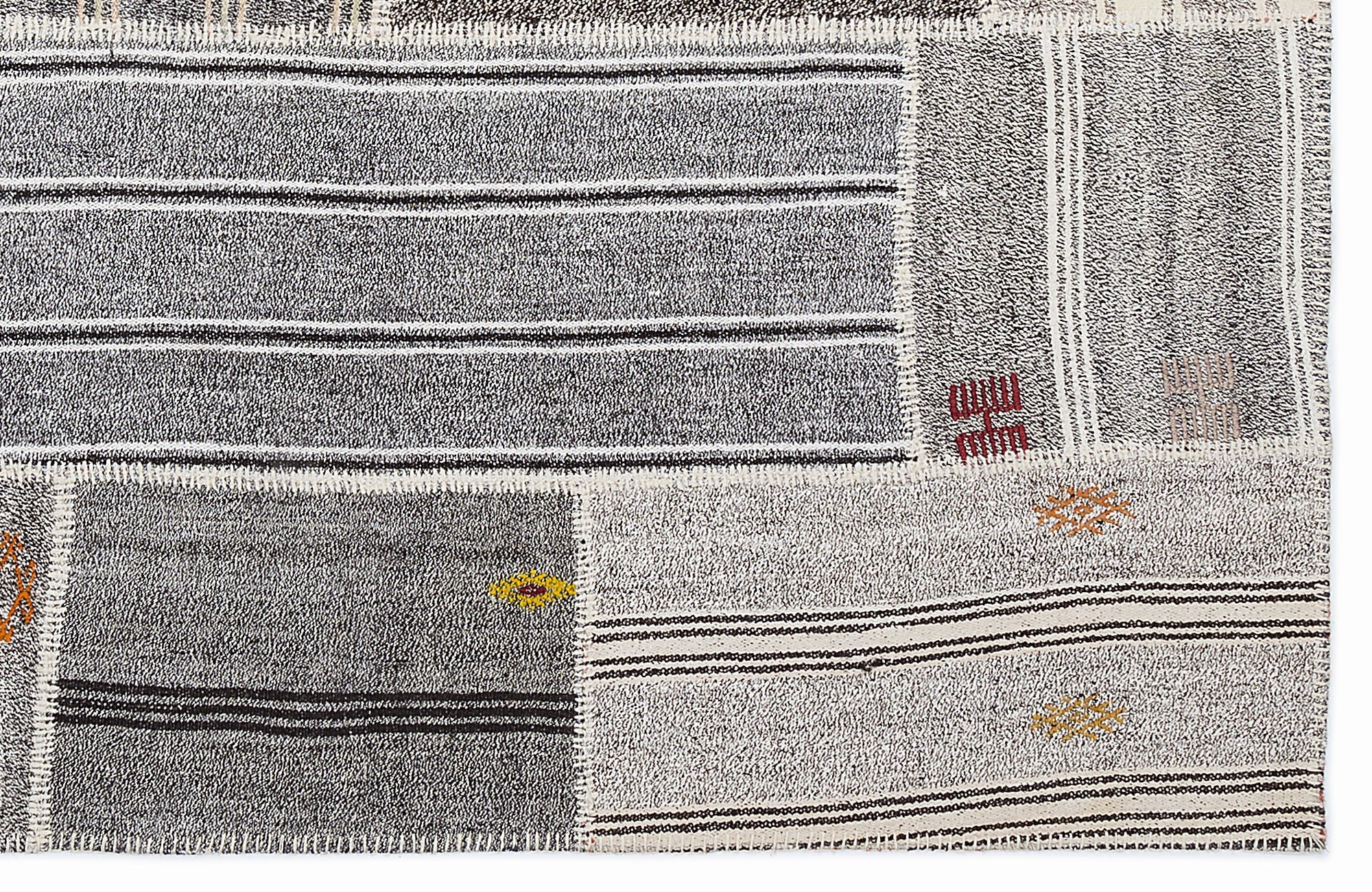 Teselya 1248 Beige Striped Wool Handmade Area Rug 5'3" x 7'7"