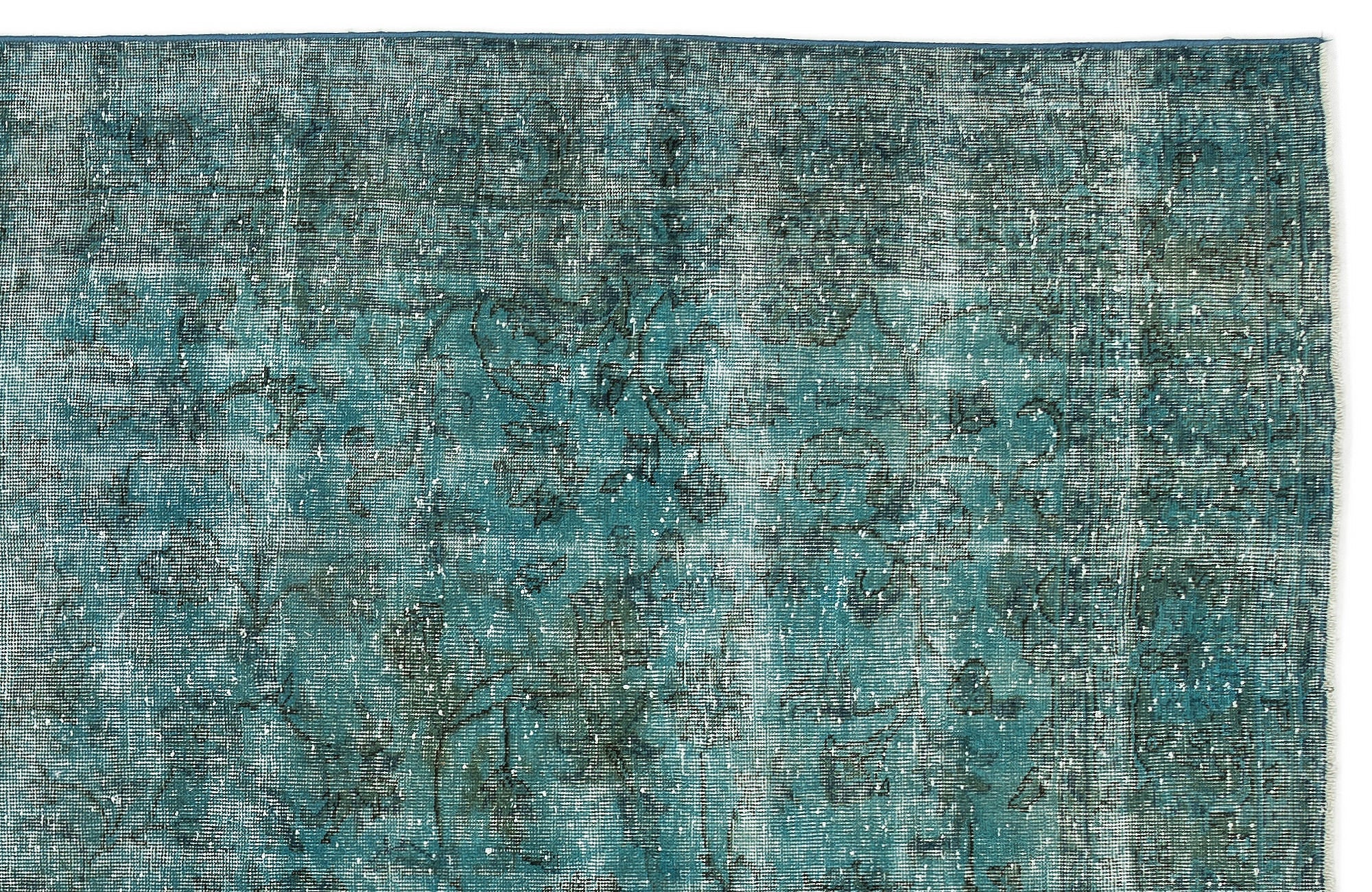 Atina Turquoise Vintage Wool Handmade Area Rug 6'4" x 9'9"