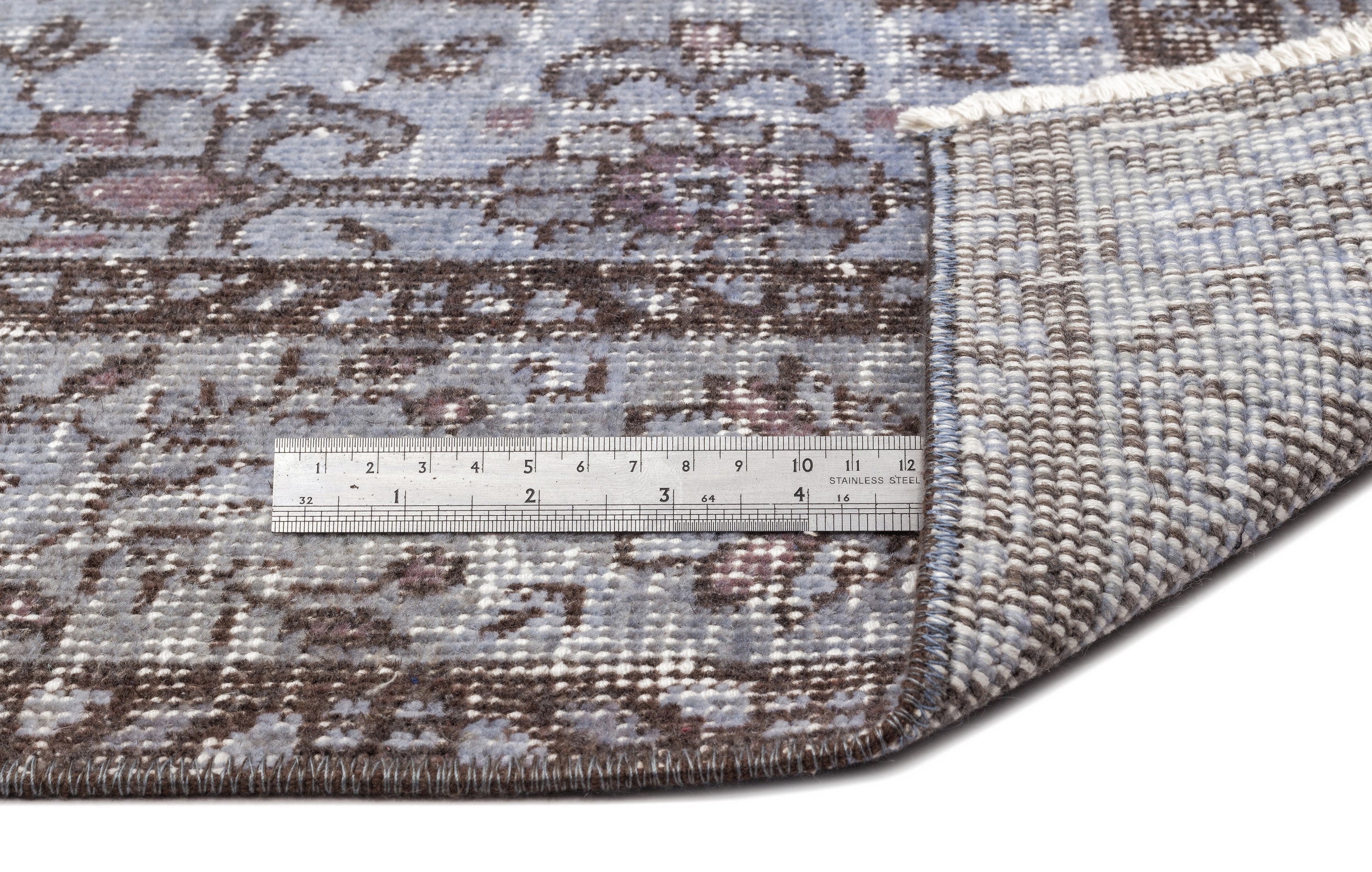 Atina Blue Vintage Wool Handmade Area Rug 4'9" x 8'8"