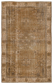 Atina Brown Vintage Wool Handmade Area Rug 5'9" x 9'2"
