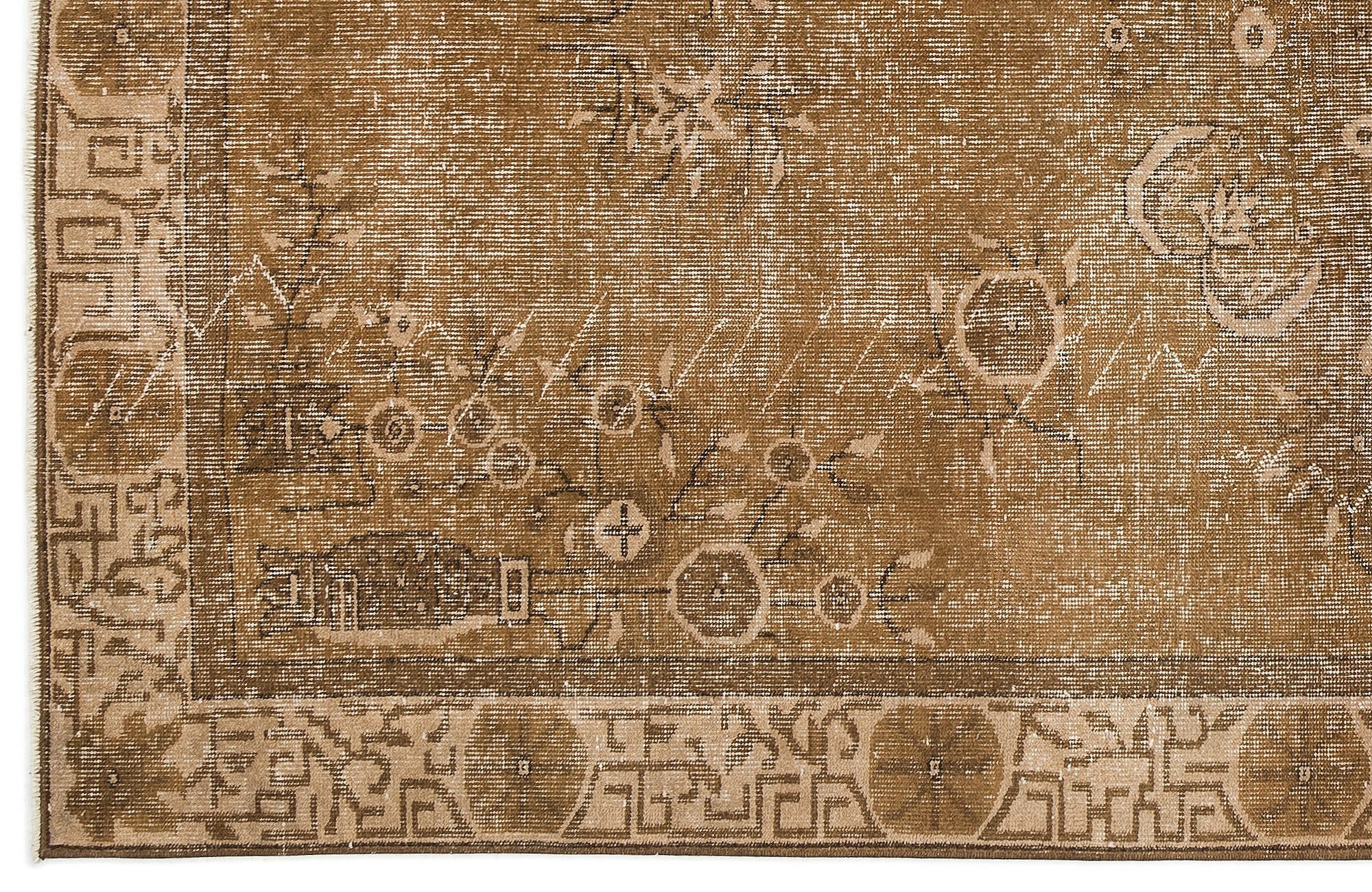 Atina Brown Vintage Wool Handmade Area Rug 5'9" x 9'2"