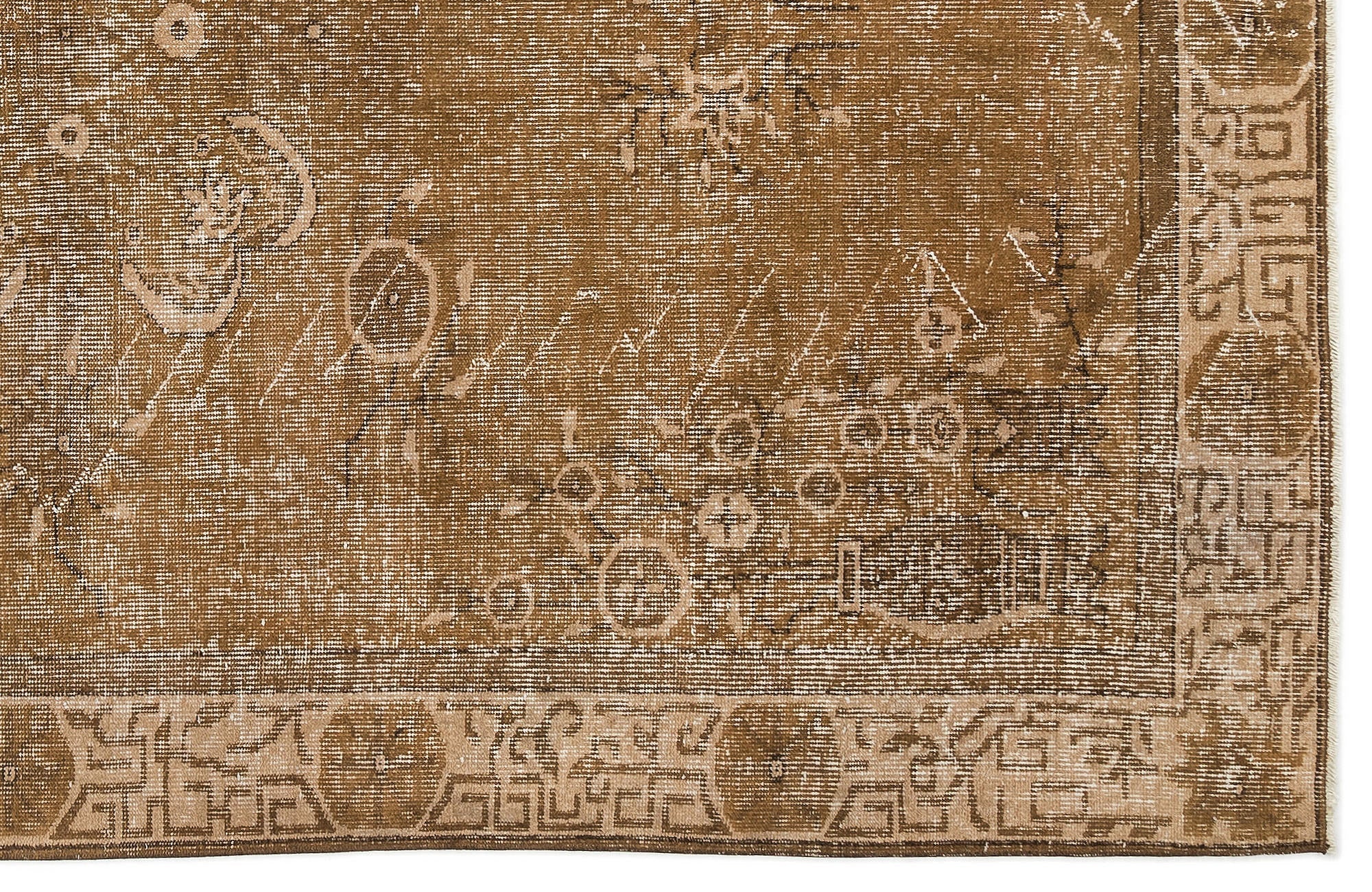 Atina Brown Vintage Wool Handmade Area Rug 5'9" x 9'2"