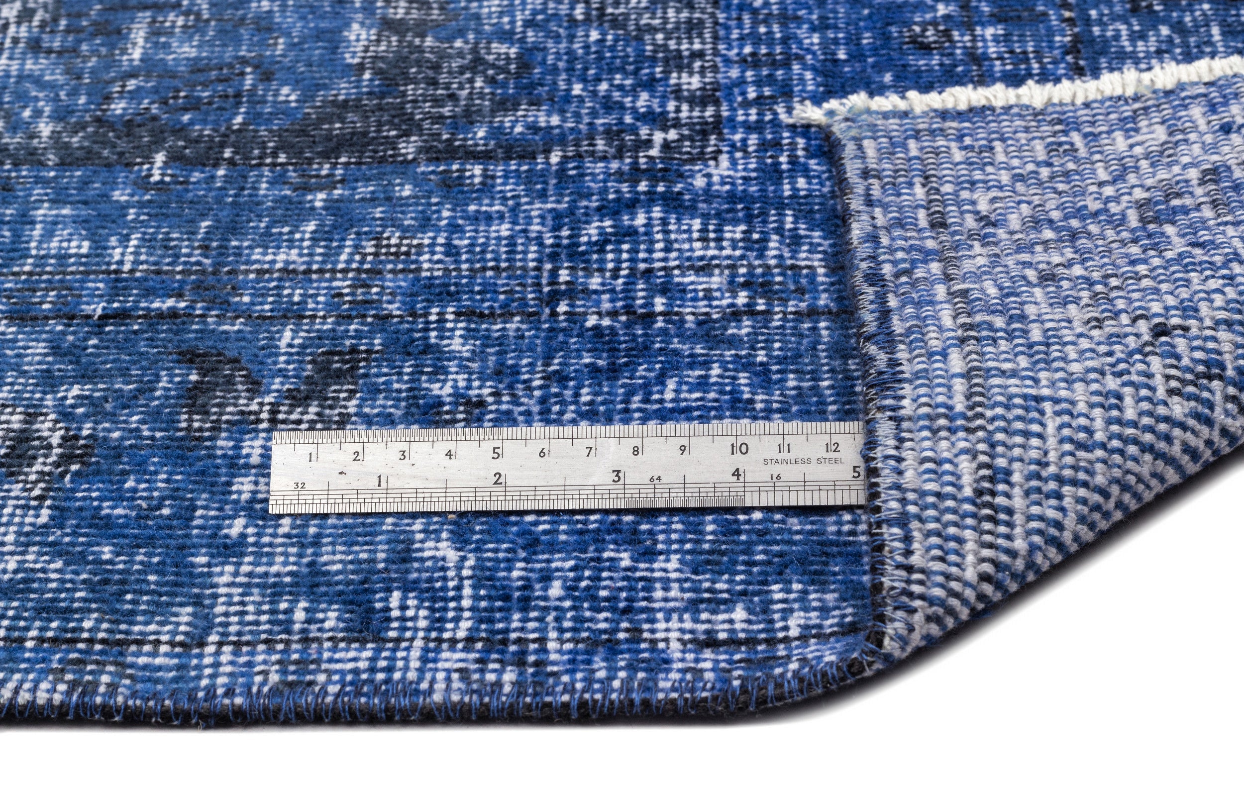 Atina Blue Vintage Wool Handmade Area Rug 5'9" x 10'9"