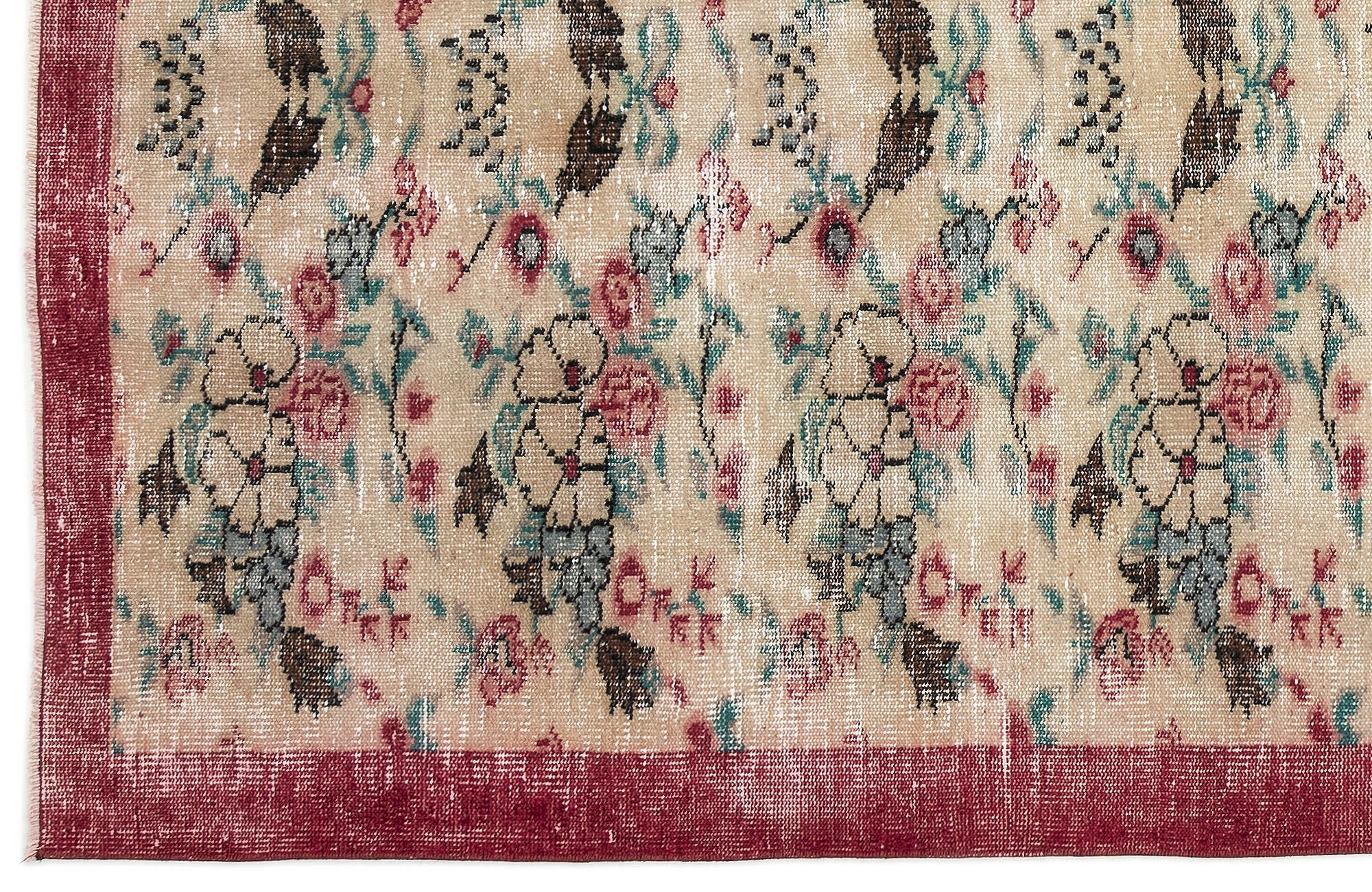 Atina Beige Vintage Wool Handmade Area Rug 5'8" x 7'8"