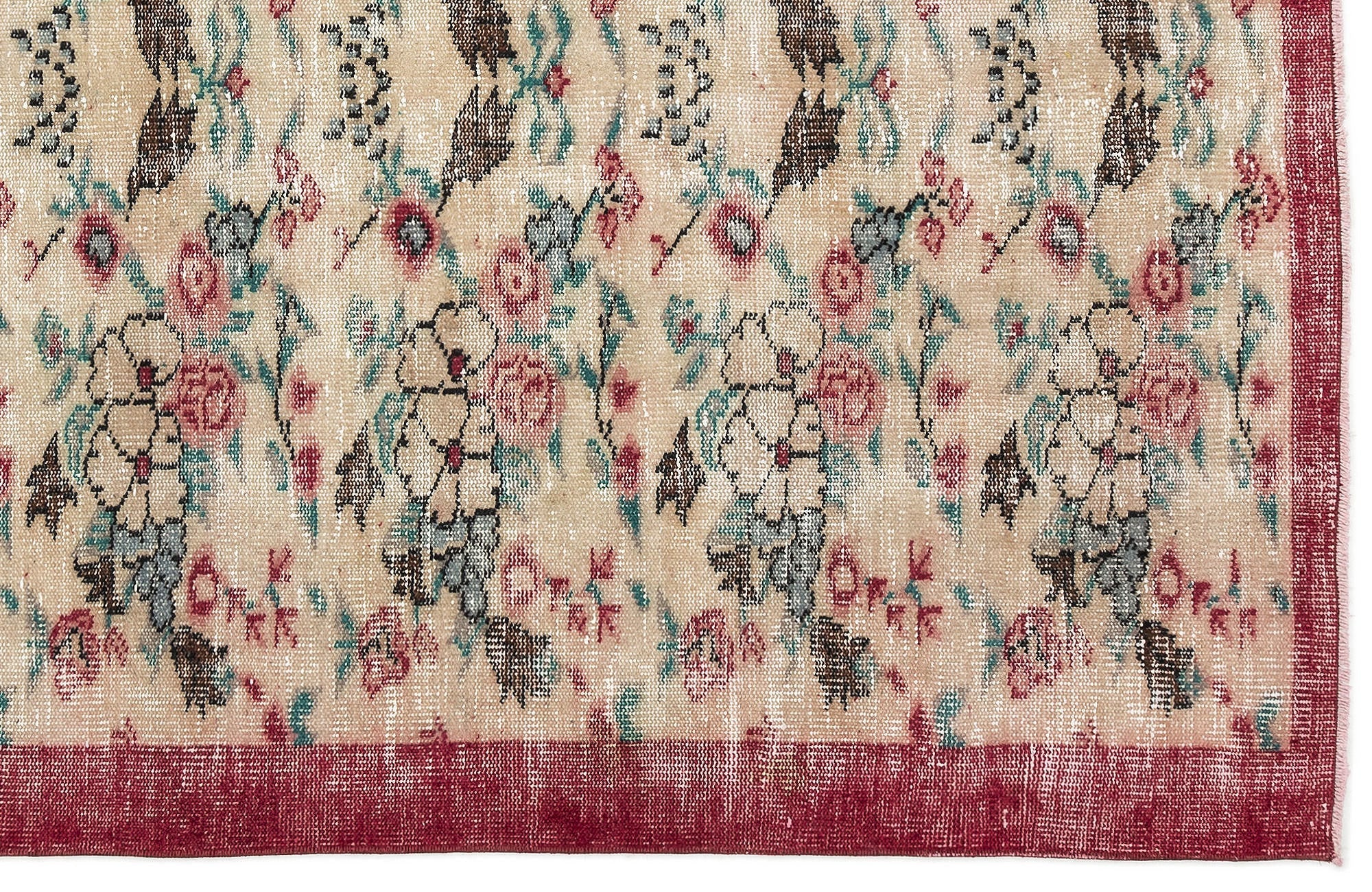Atina Beige Vintage Wool Handmade Area Rug 5'8" x 7'8"