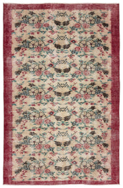 Atina Beige Vintage Wool Handmade Area Rug 5'8" x 7'8"