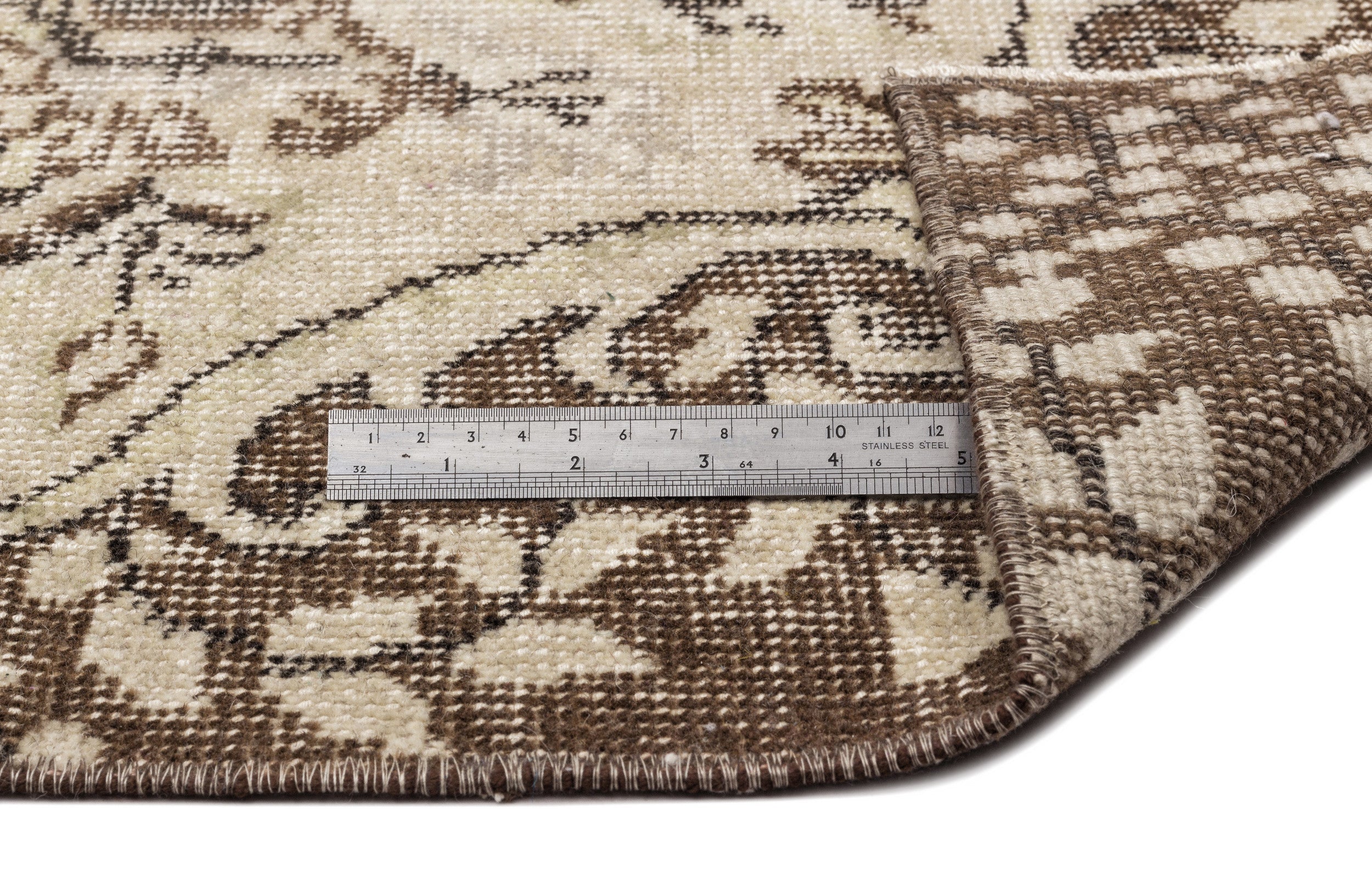 Atina Beige Vintage Wool Handmade Area Rug 5'10" x 9'4"