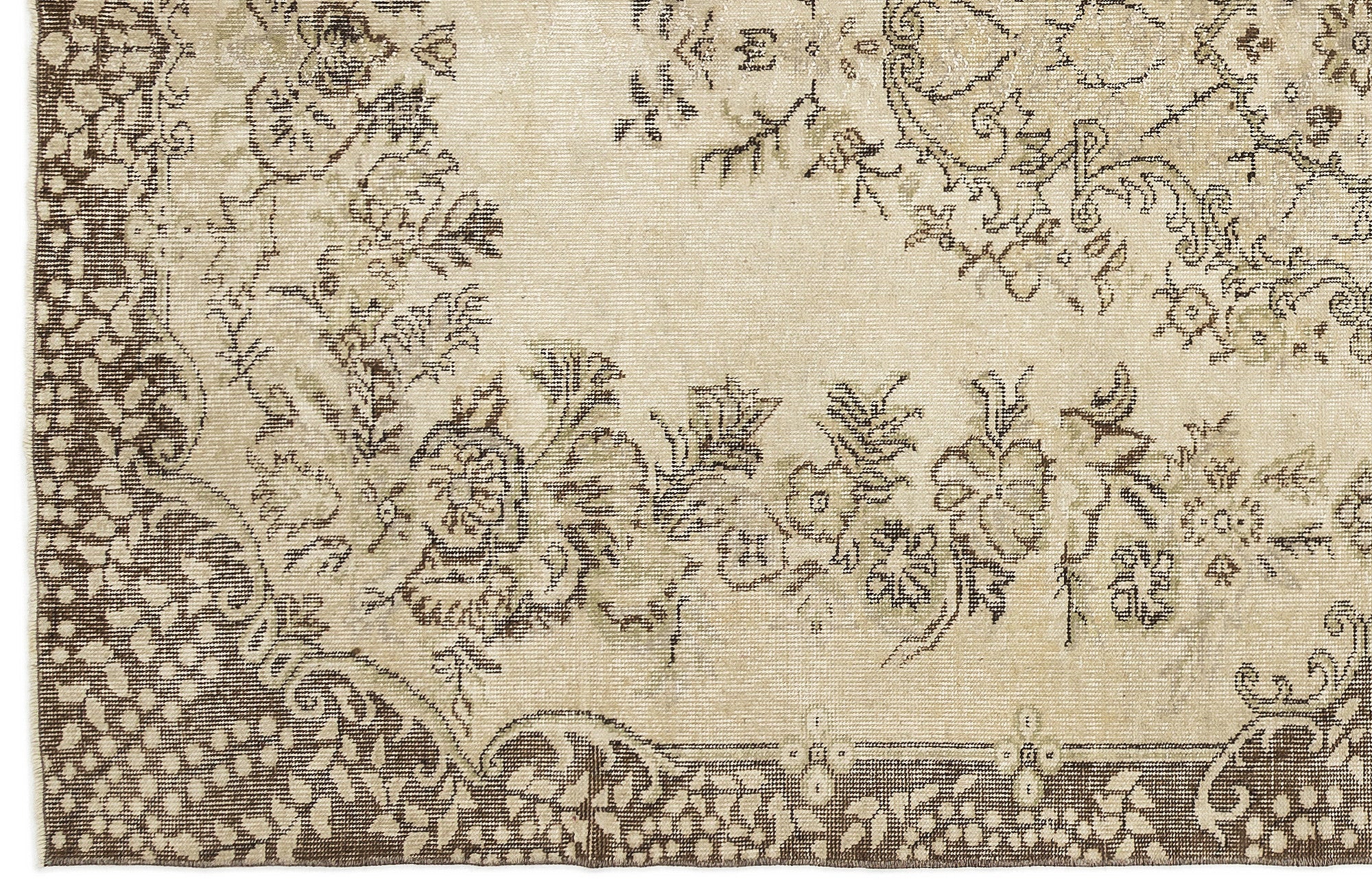 Atina Beige Vintage Wool Handmade Area Rug 5'10" x 9'4"