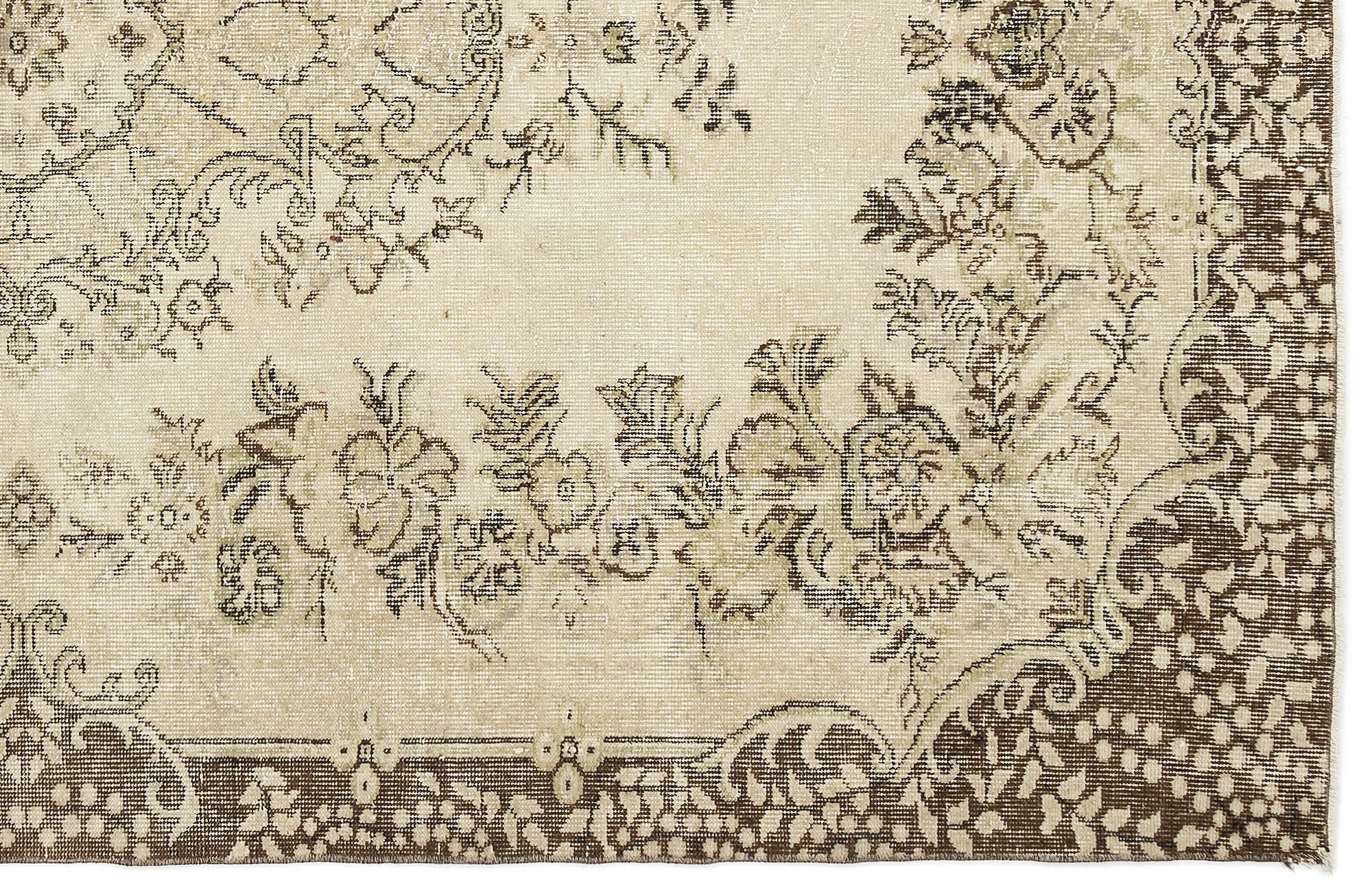 Atina Beige Vintage Wool Handmade Area Rug 5'10" x 9'4"