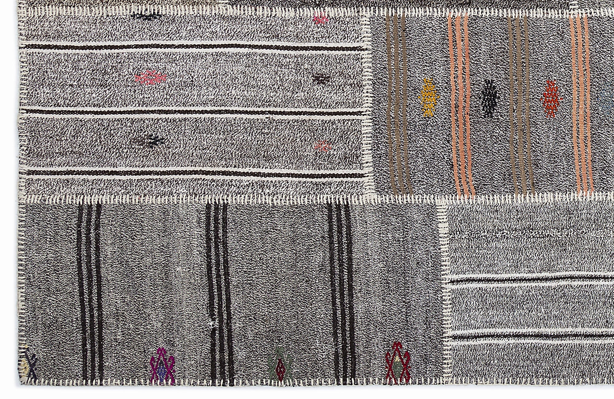 Teselya 1254 Brown Striped Wool Handmade Area Rug 5'3" x 7'7"