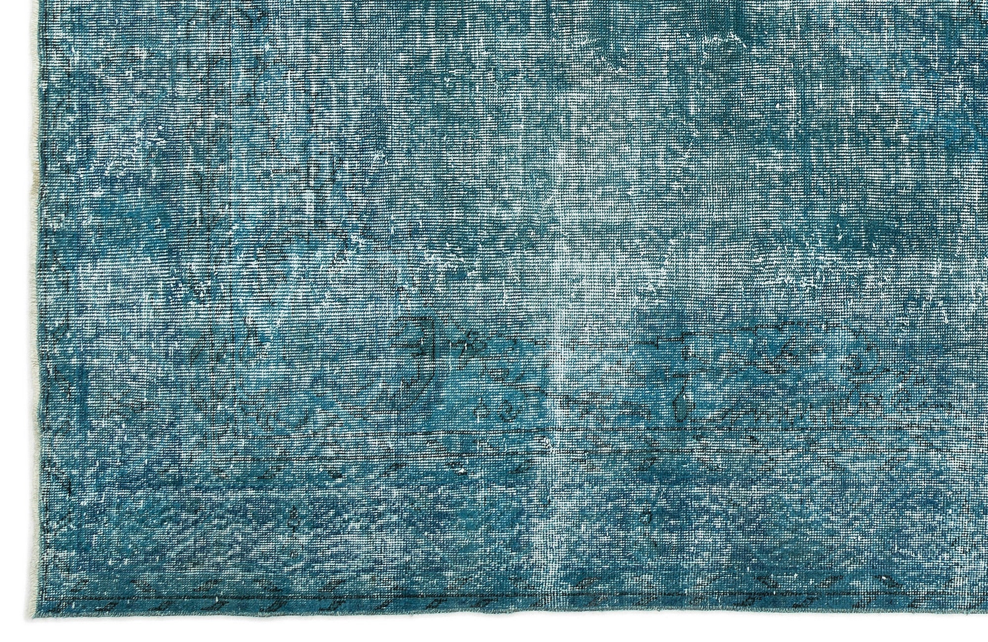 Atina Turquoise Vintage Wool Handmade Area Rug 7'3" x 10'2"
