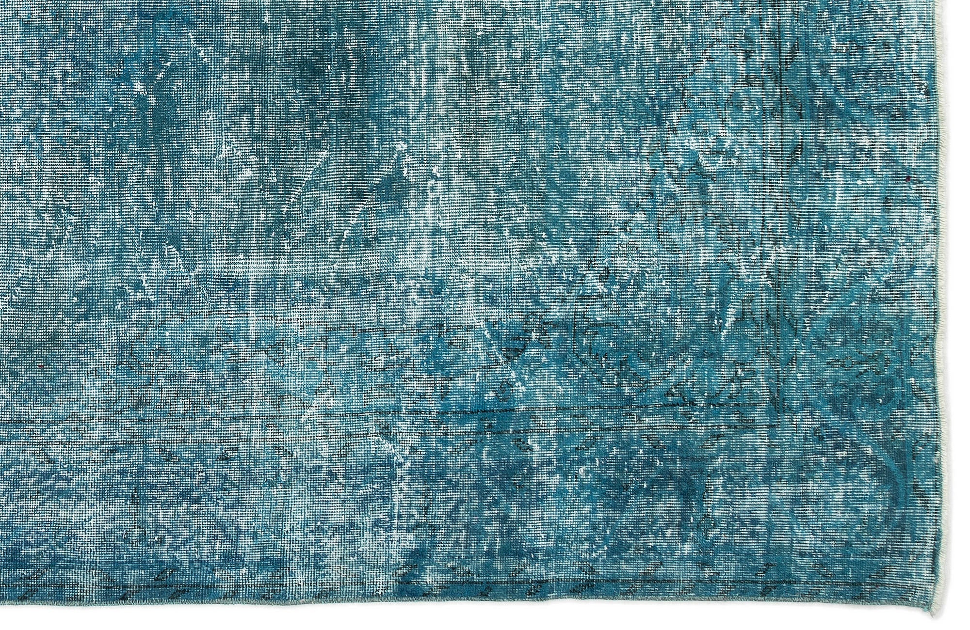Atina Turquoise Vintage Wool Handmade Area Rug 7'3" x 10'2"