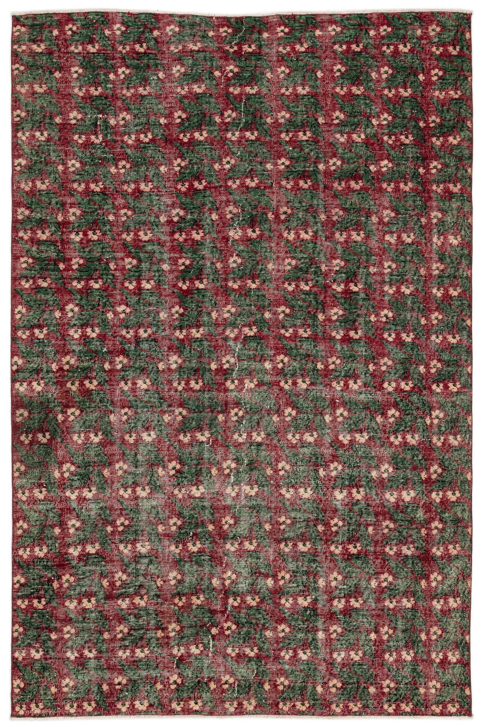 Atina Cream Vintage Wool Handmade Area Rug 6'2" x 8'11"