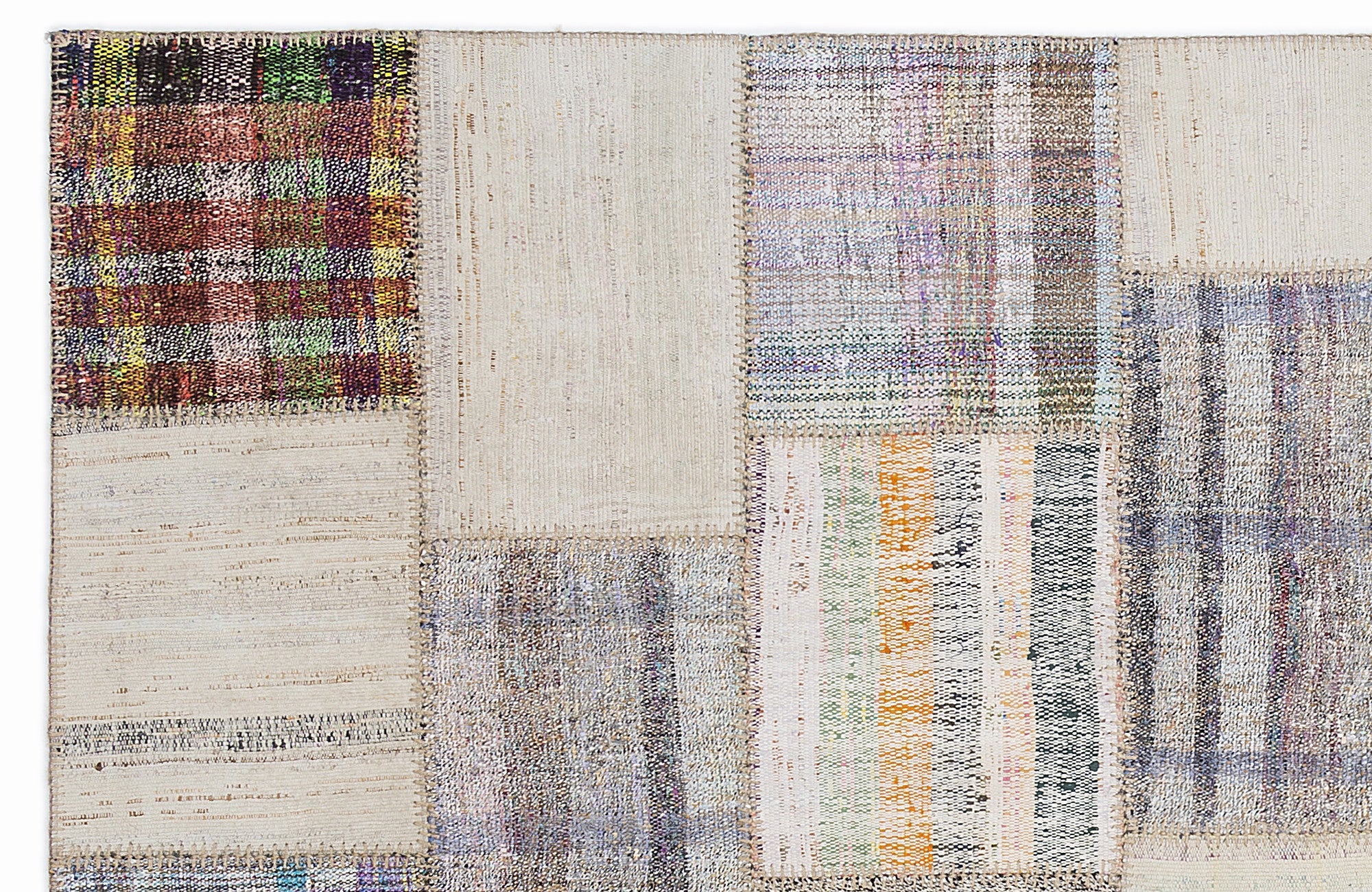 Teselya 1255 Beige Striped Wool Handmade Area Rug 5'3" x 7'7"