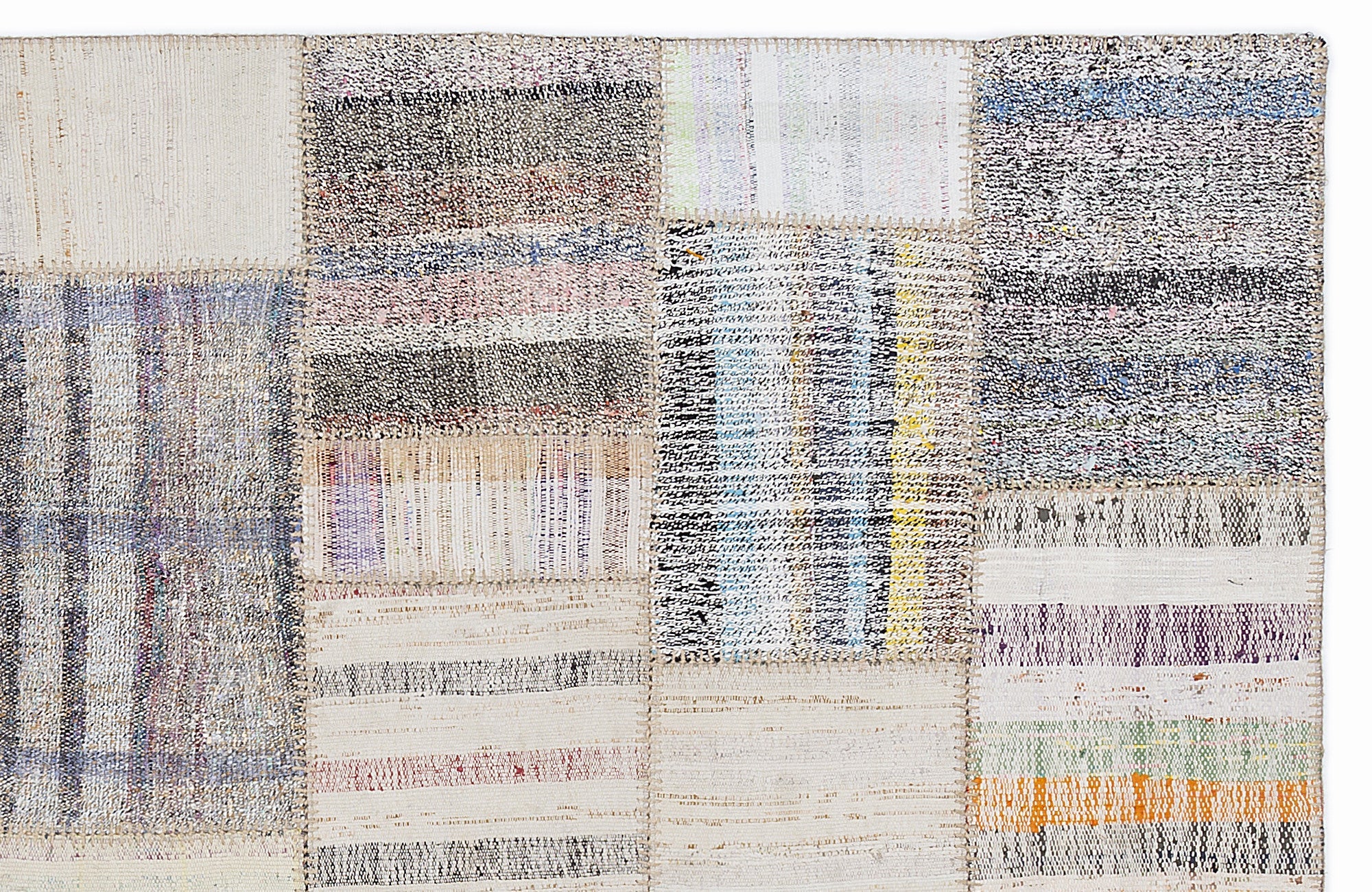 Teselya 1255 Beige Striped Wool Handmade Area Rug 5'3" x 7'7"