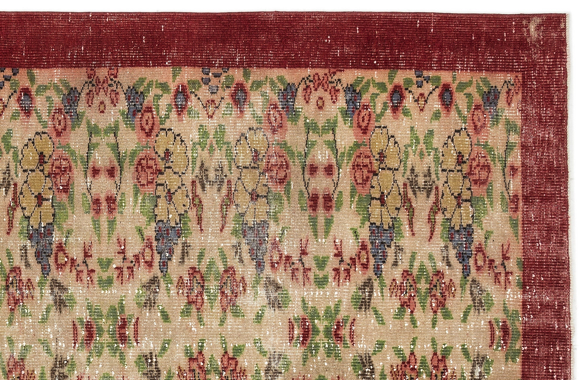 Atina Cream Vintage Wool Handmade Area Rug 5'7" x 9'1"