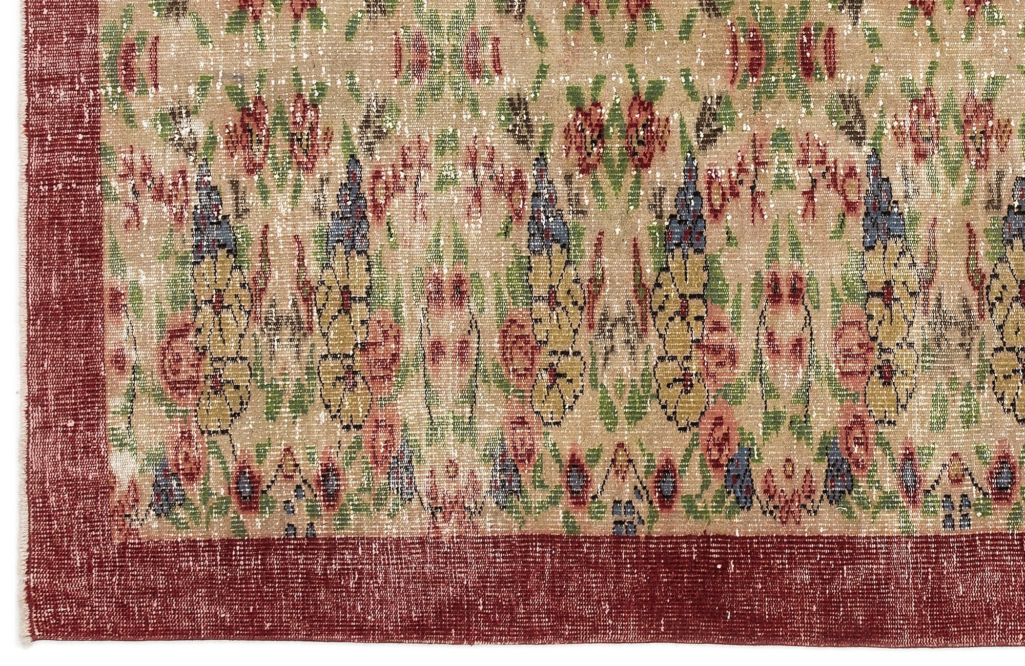 Atina Cream Vintage Wool Handmade Area Rug 5'7" x 9'1"
