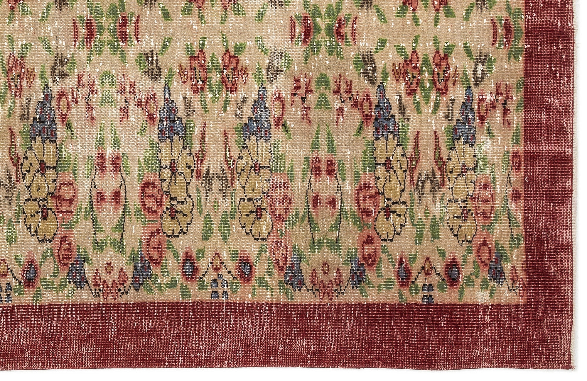 Atina Cream Vintage Wool Handmade Area Rug 5'7" x 9'1"