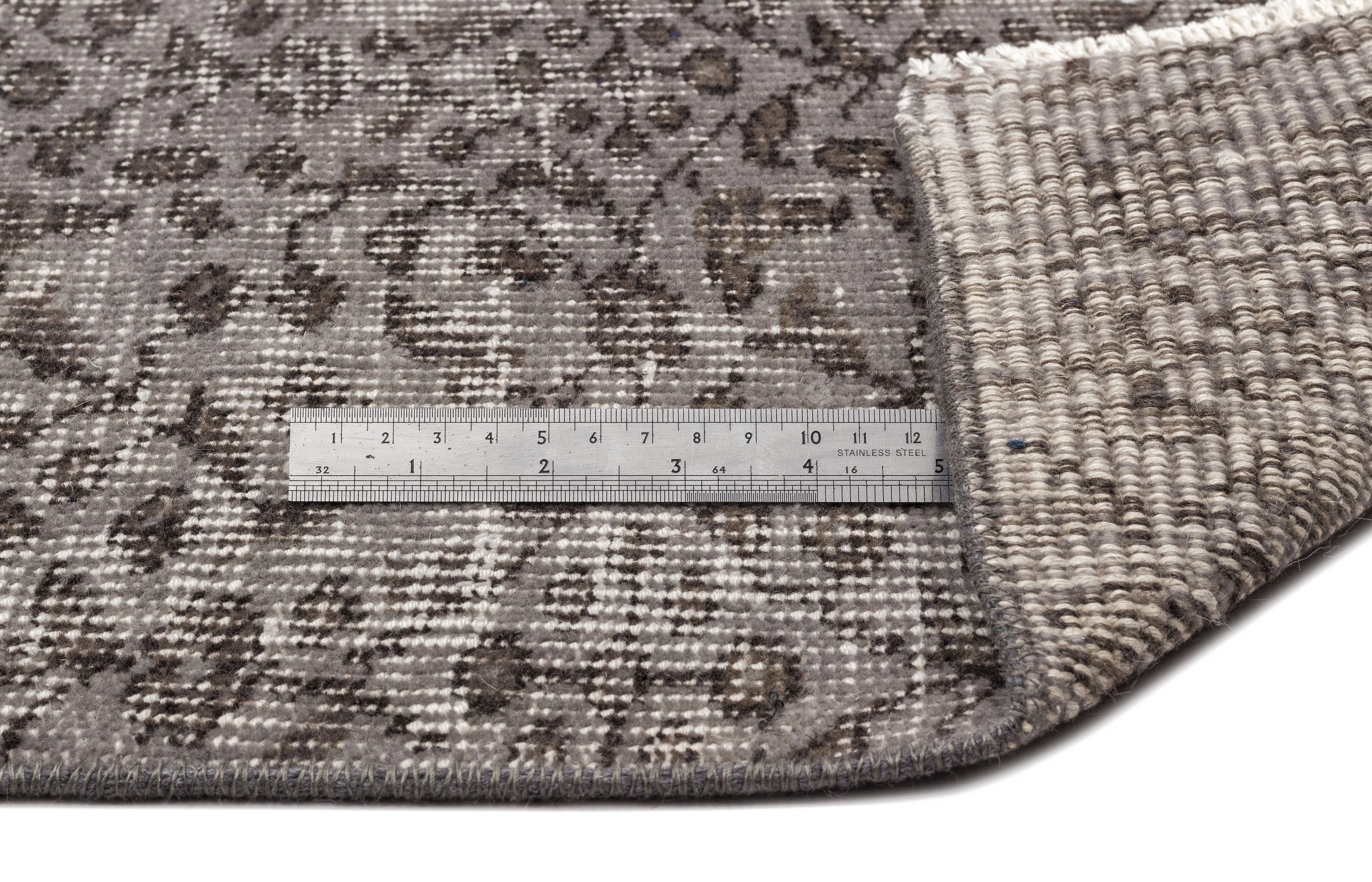 Atina Grey Vintage Wool Handmade Area Rug 5'6" x 9'5"