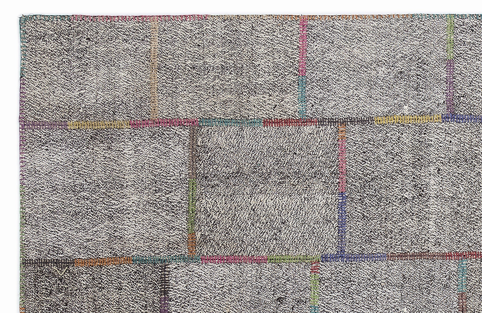 Teselya 1256 Brown Striped Wool Handmade Area Rug 5'3" x 7'7"