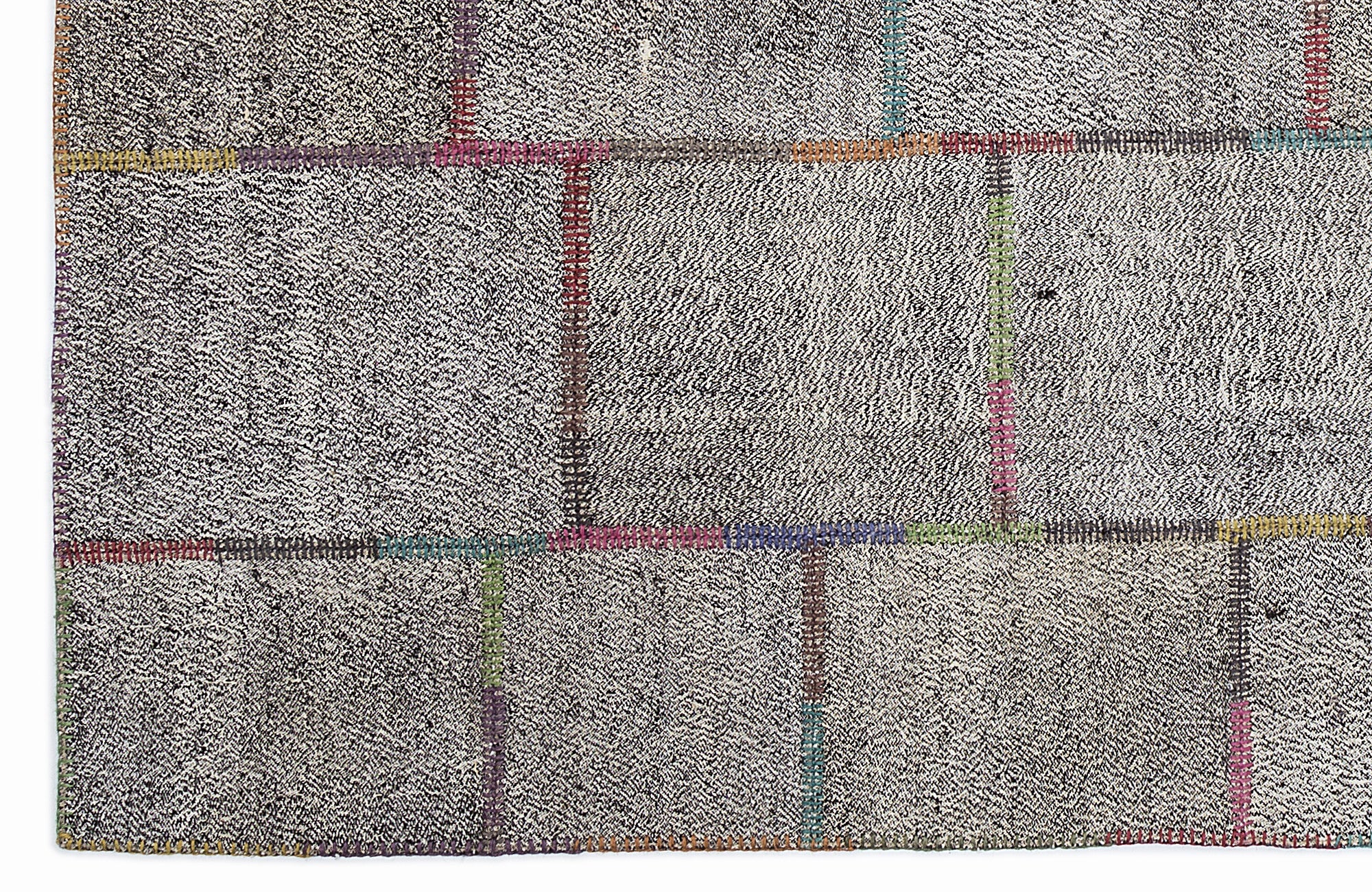 Teselya 1256 Brown Striped Wool Handmade Area Rug 5'3" x 7'7"