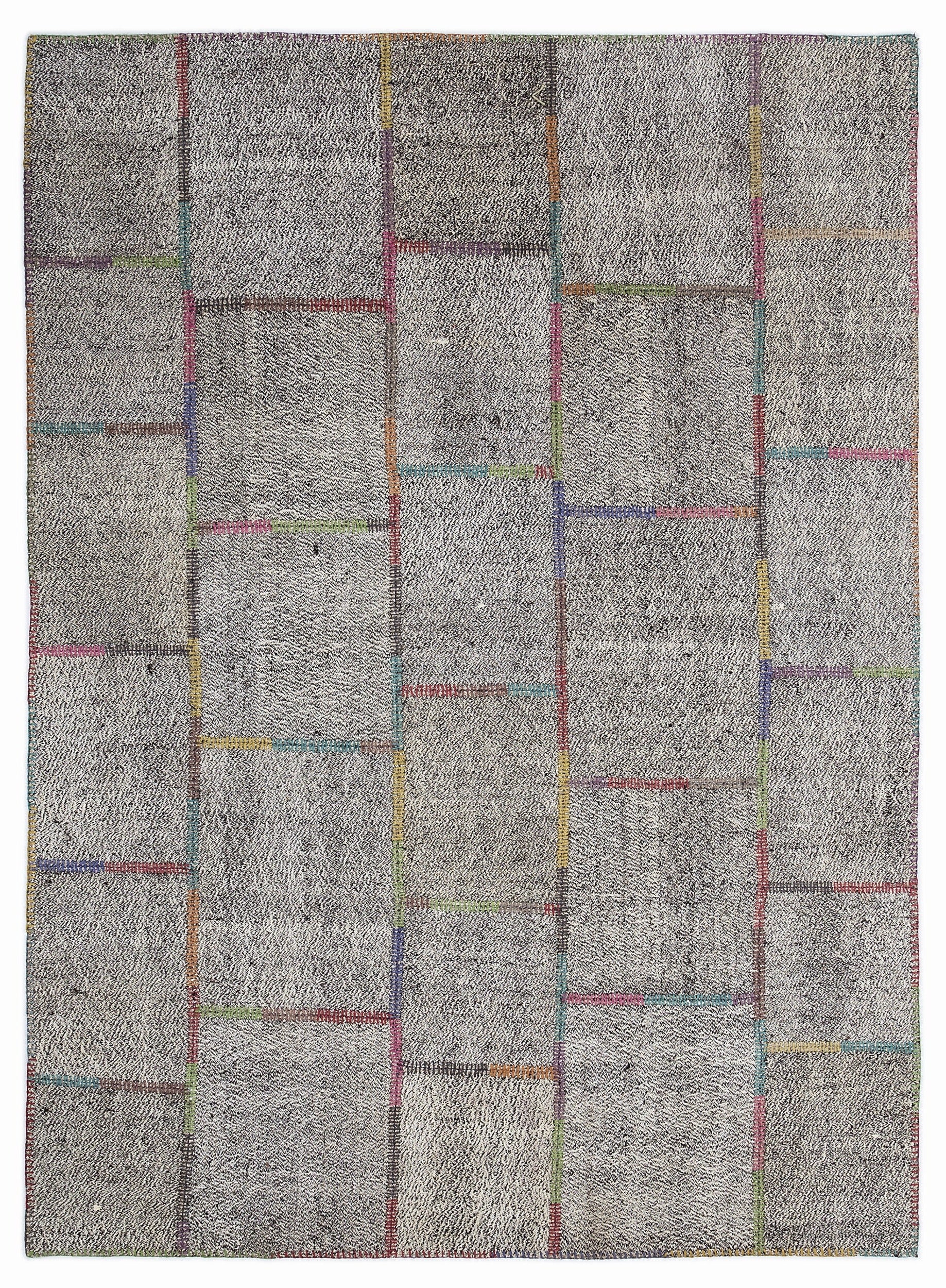 Teselya 1256 Brown Striped Wool Handmade Area Rug 5'3" x 7'7"