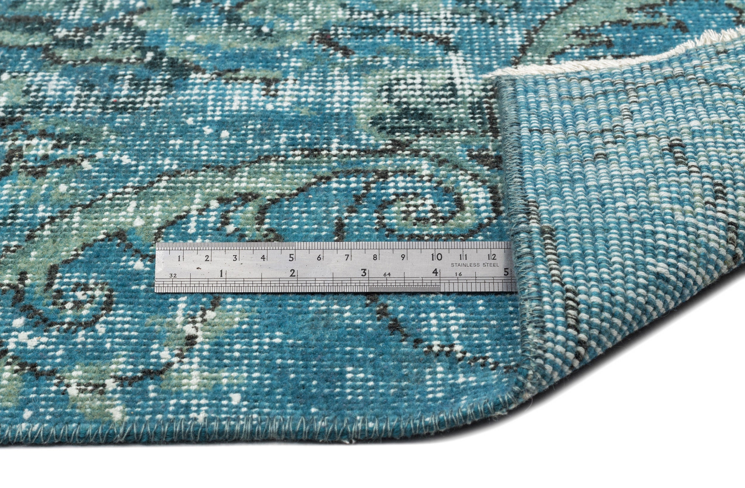 Atina Turquoise Vintage Wool Handmade Area Rug 5'3" x 9'9"