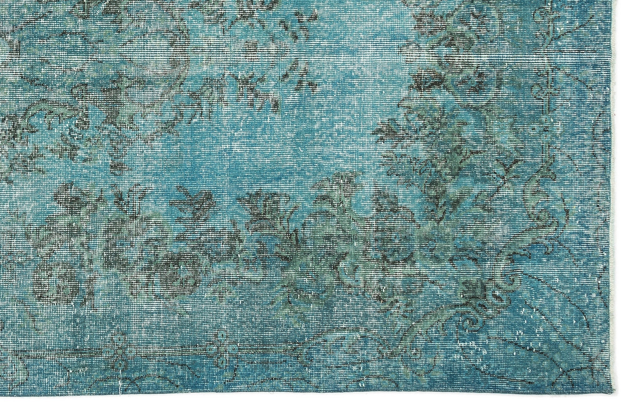 Atina Turquoise Vintage Wool Handmade Area Rug 5'3" x 9'9"